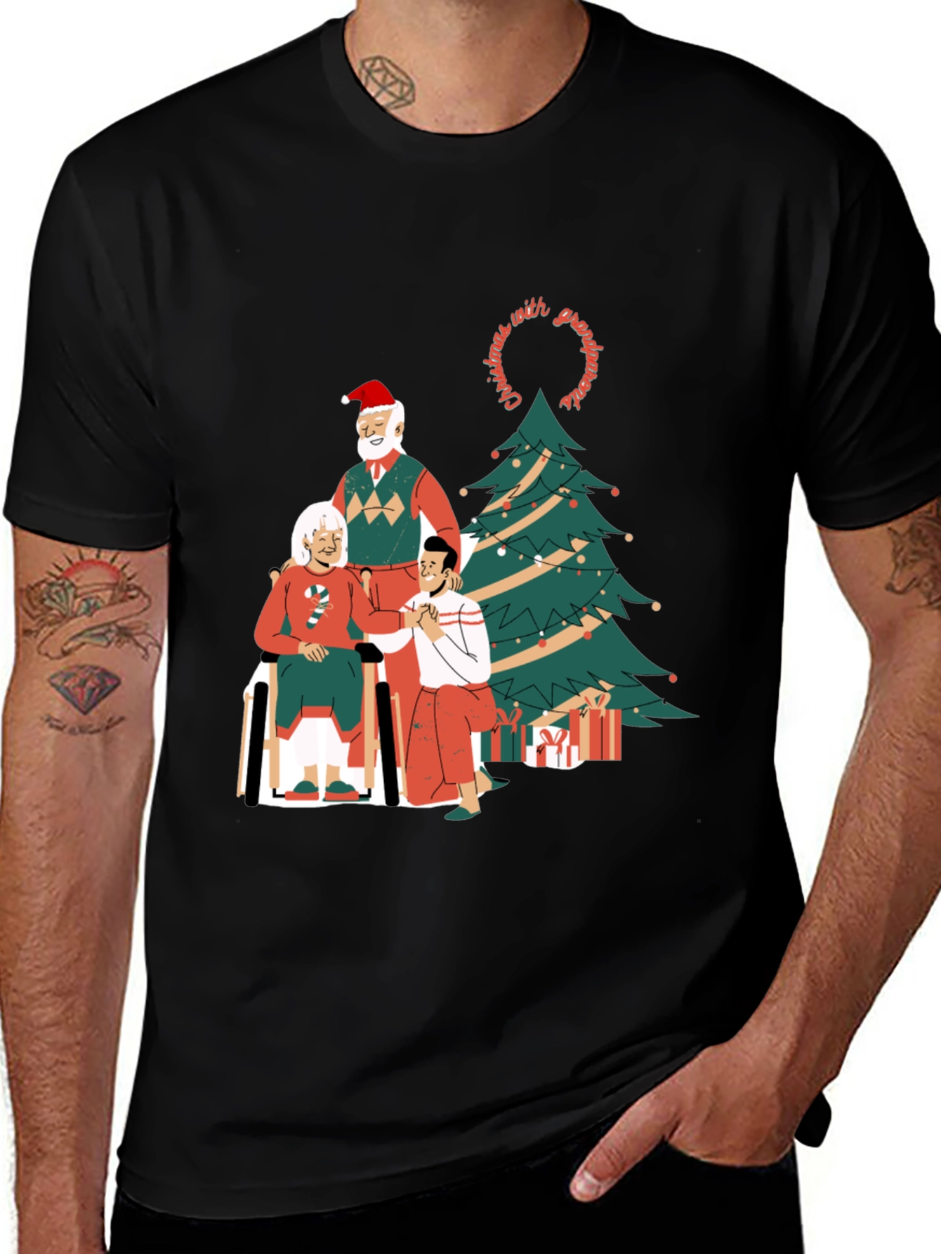 Christmas With Grandparents Graphic Tee