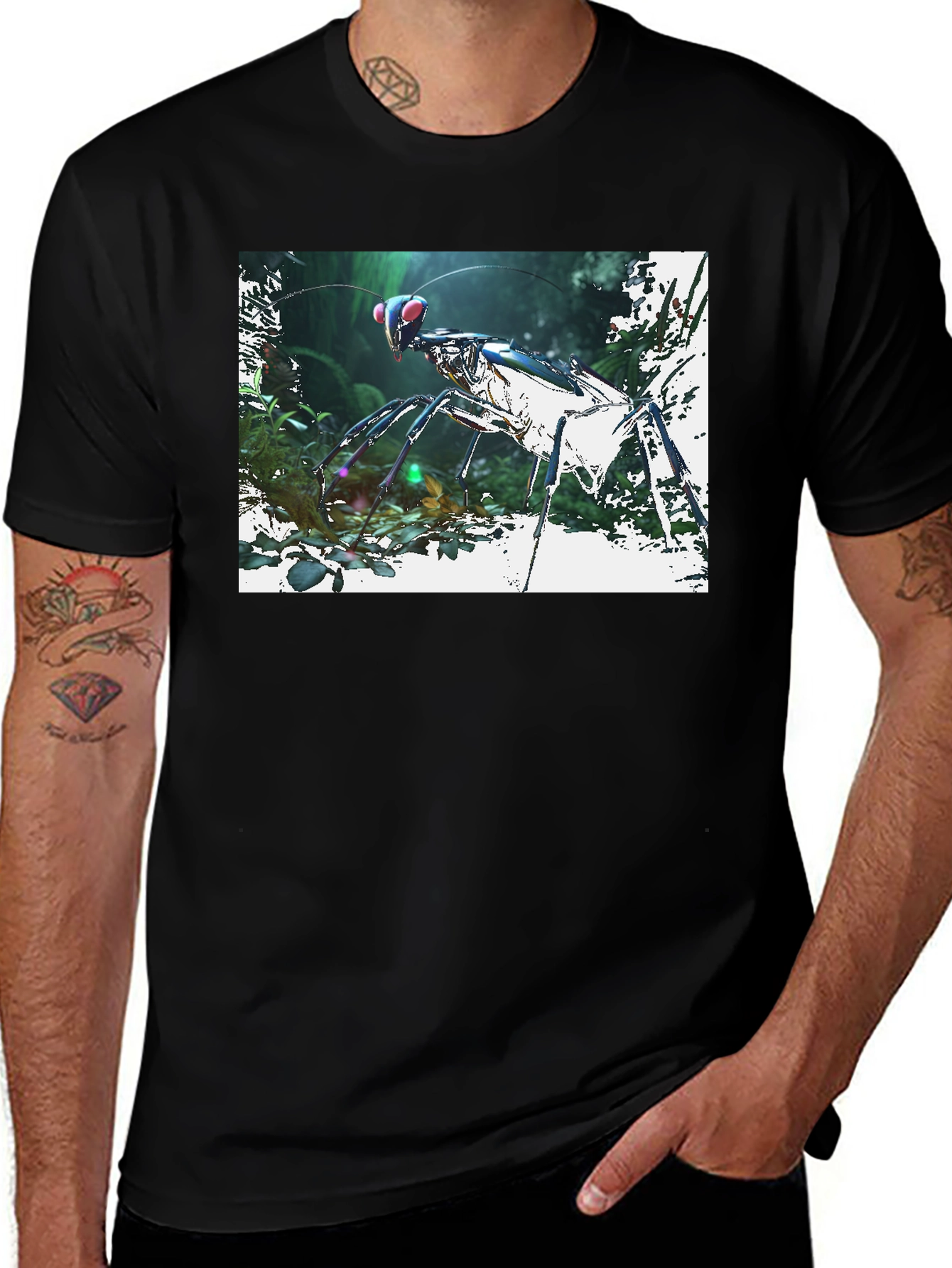 Variant 7 of Futuristic Praying Mantis Graphic T-Shirt