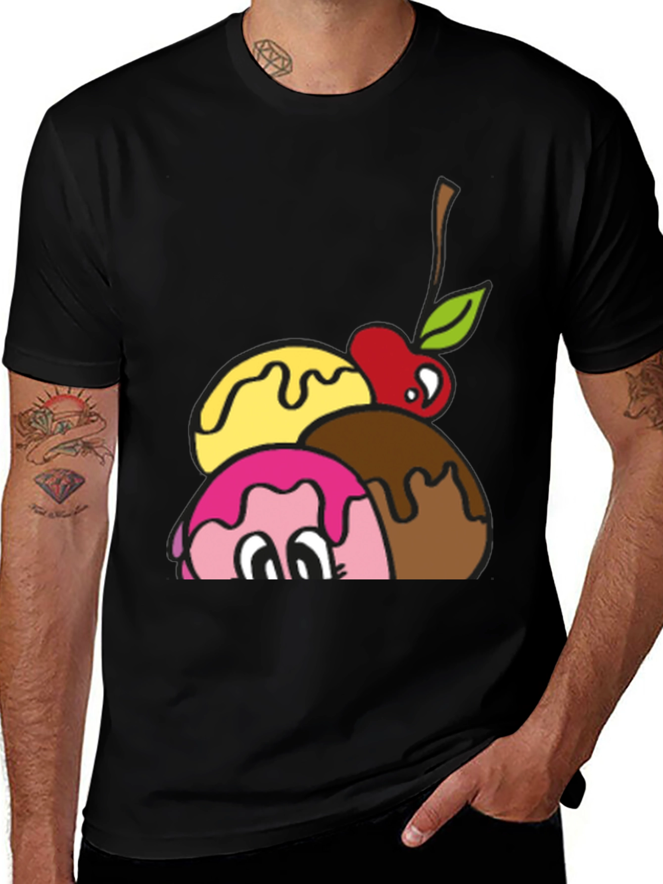 Variant 21 of Ice Cream Scoops Graphic Tee - Fun Dessert T-Shirt