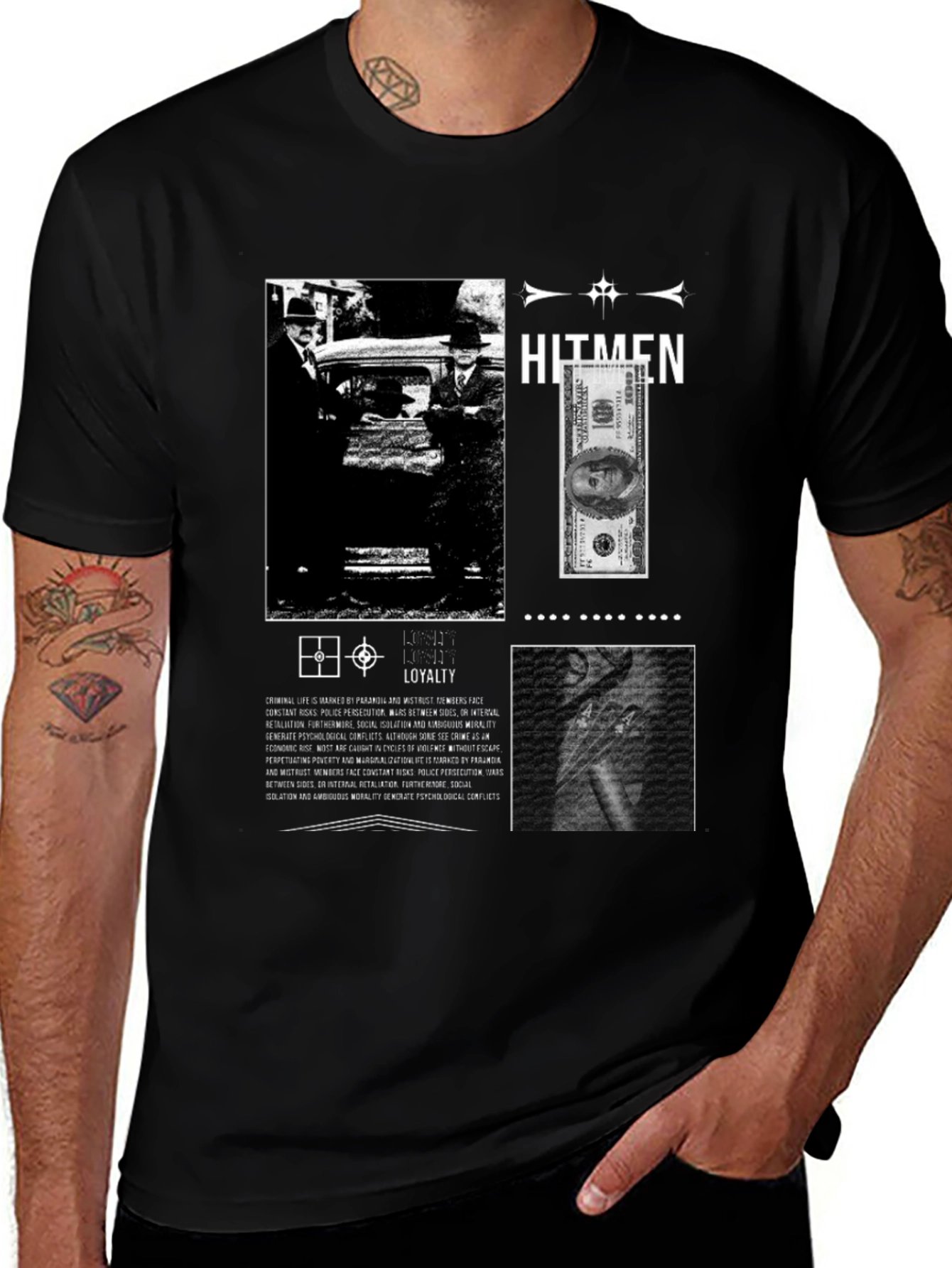 Variant 30 of Hitmen Graphic Print Black T-Shirt
