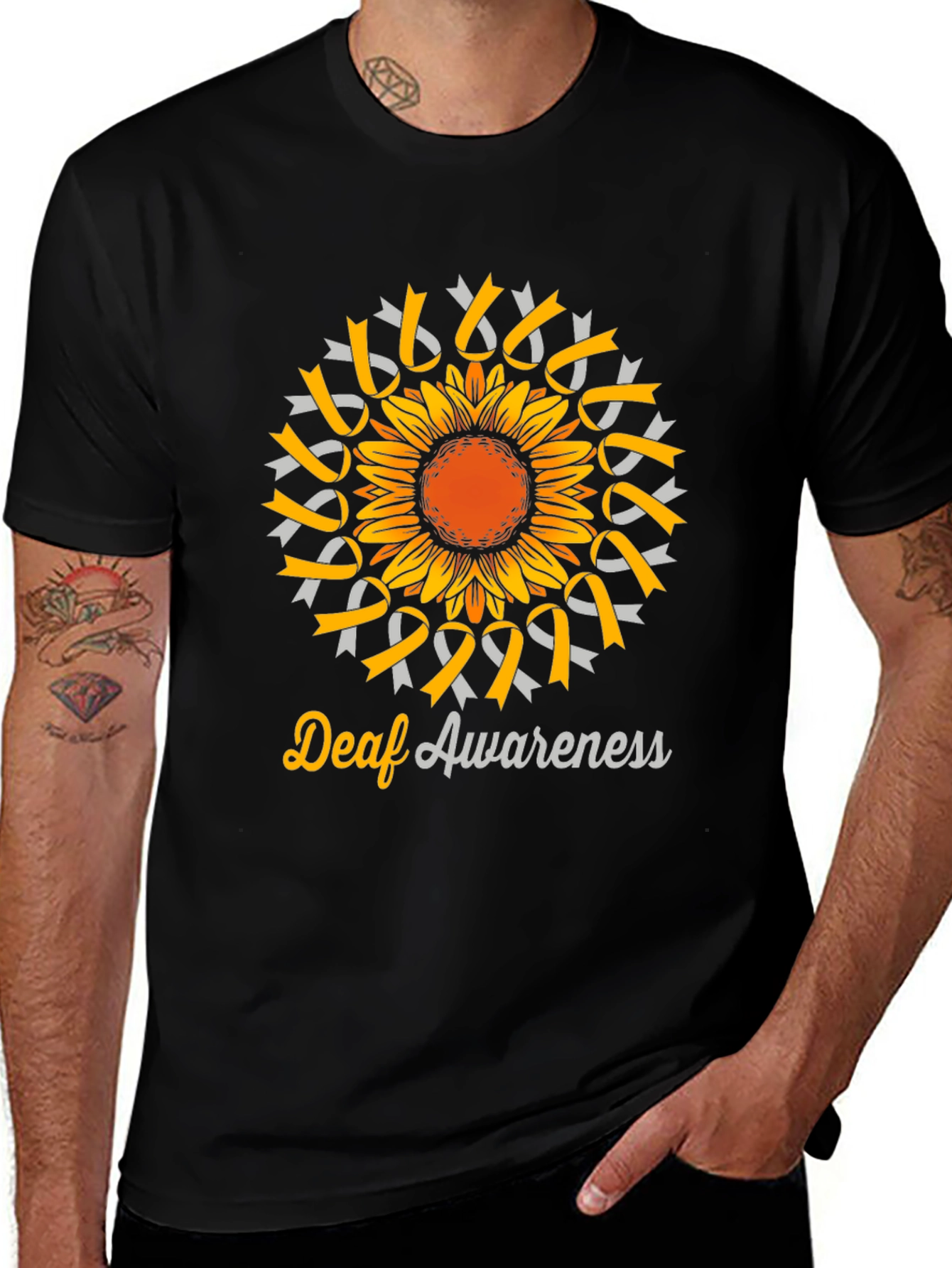 Deaf Awareness Sunflower Ribbon T-Shirt