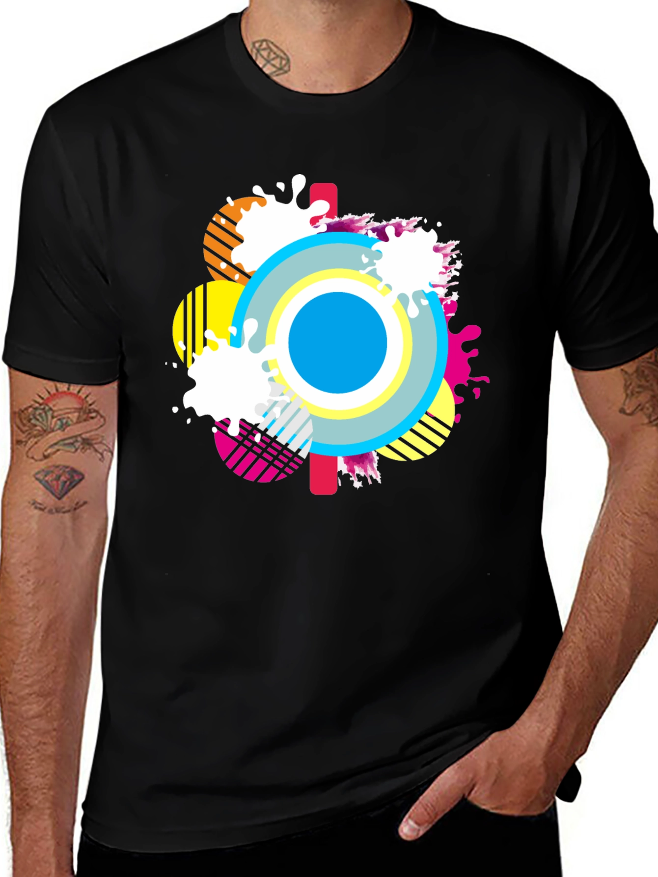 Variant 19 of Abstract Graphic Tee - Men's Casual Black T-Shirt