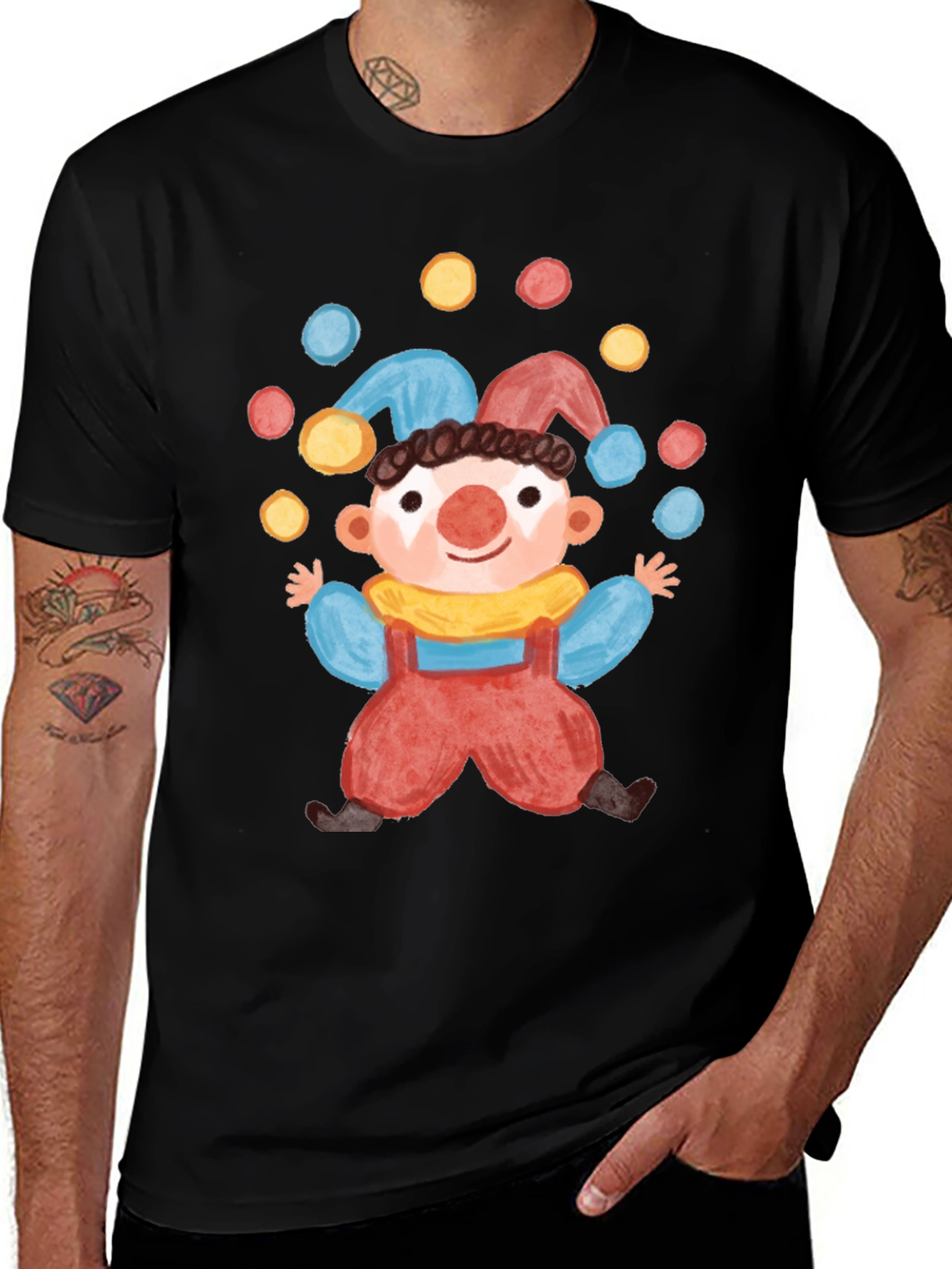 Variant 26 of Clown Juggling Balls Graphic Tee - Fun Circus Style