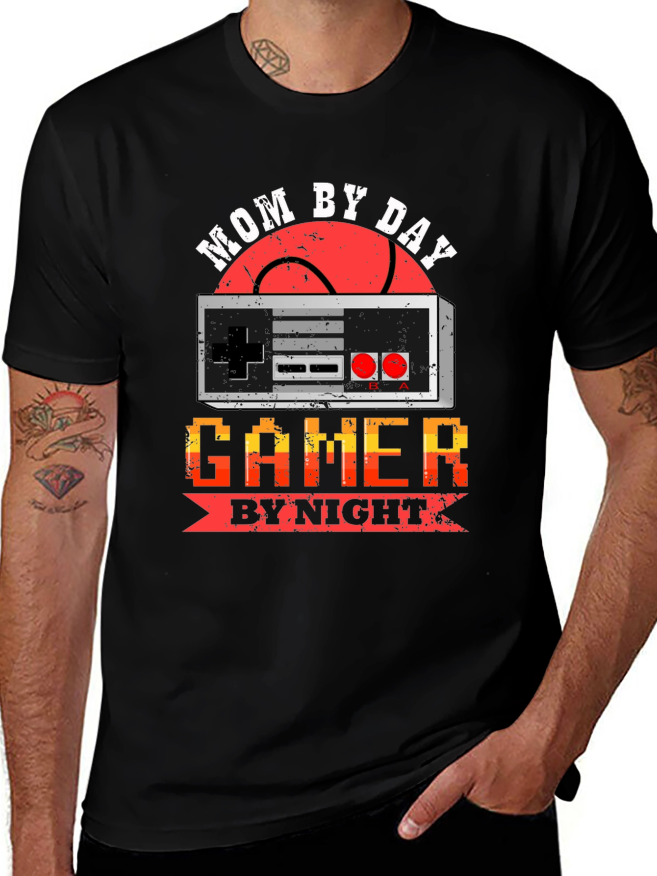 Variant 9 of Mom By Day Gamer By Night Graphic Tee