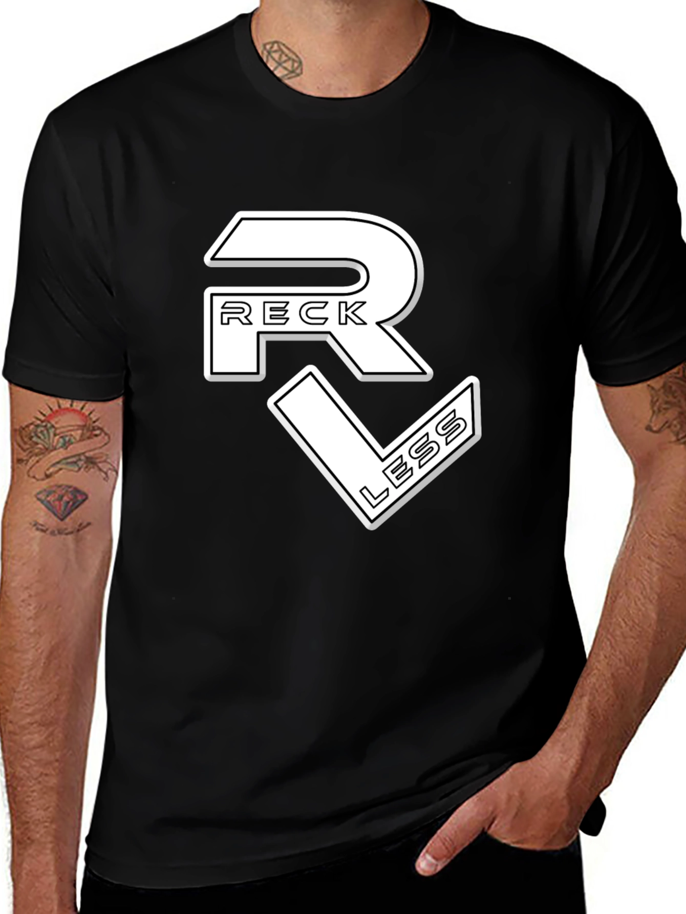 Variant 9 of Reckless Graphic Print Black T-Shirt