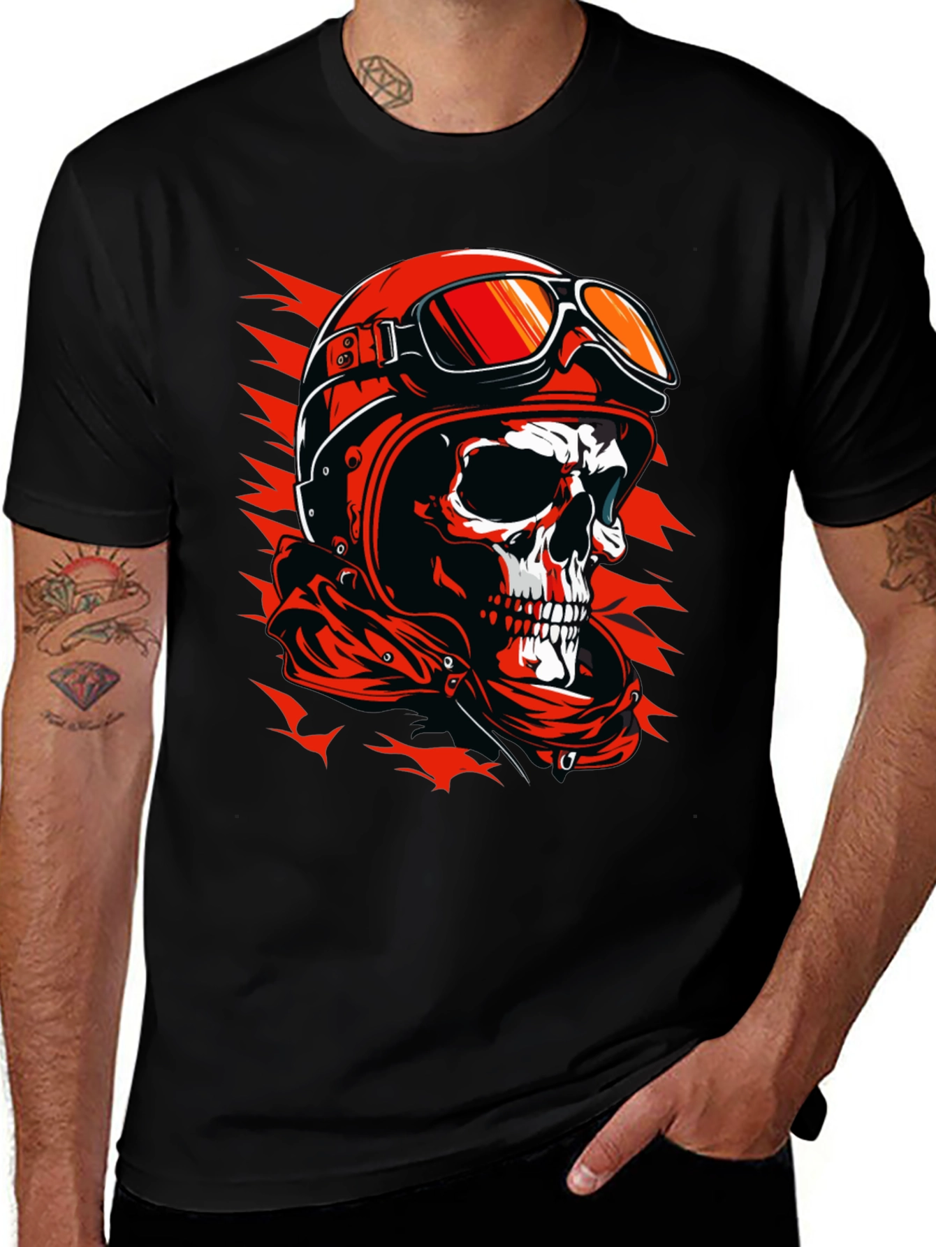 Variant 21 of Skull Rider Graphic Tee - Black Cotton