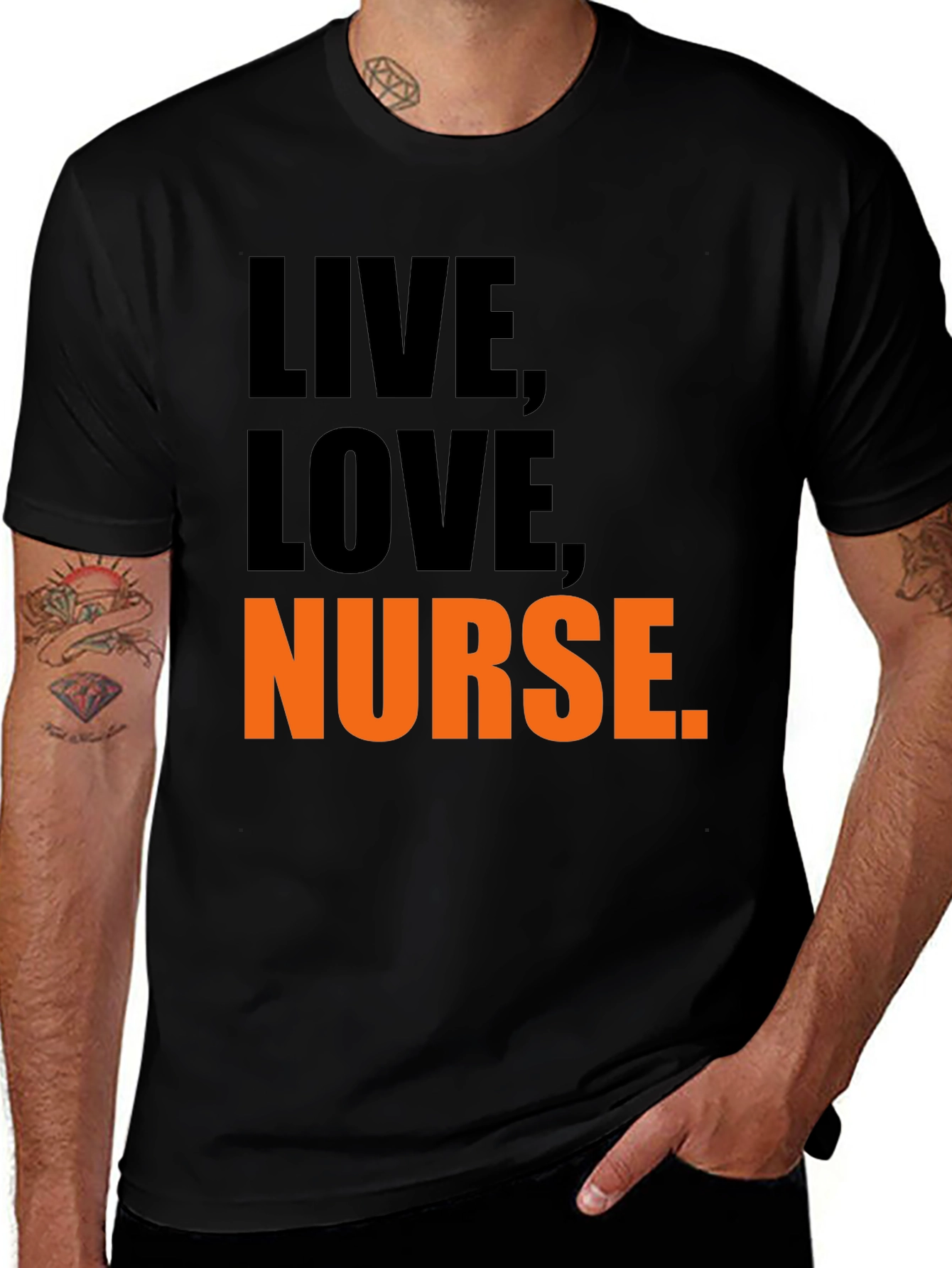 Variant 24 of Live, Love, Nurse Graphic Tee - Black T-Shirt