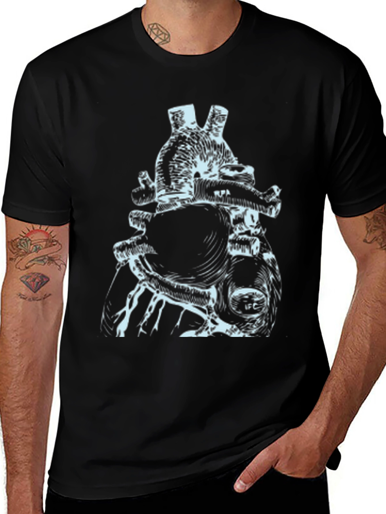 Variant 17 of Anatomical Heart Print Black T-Shirt