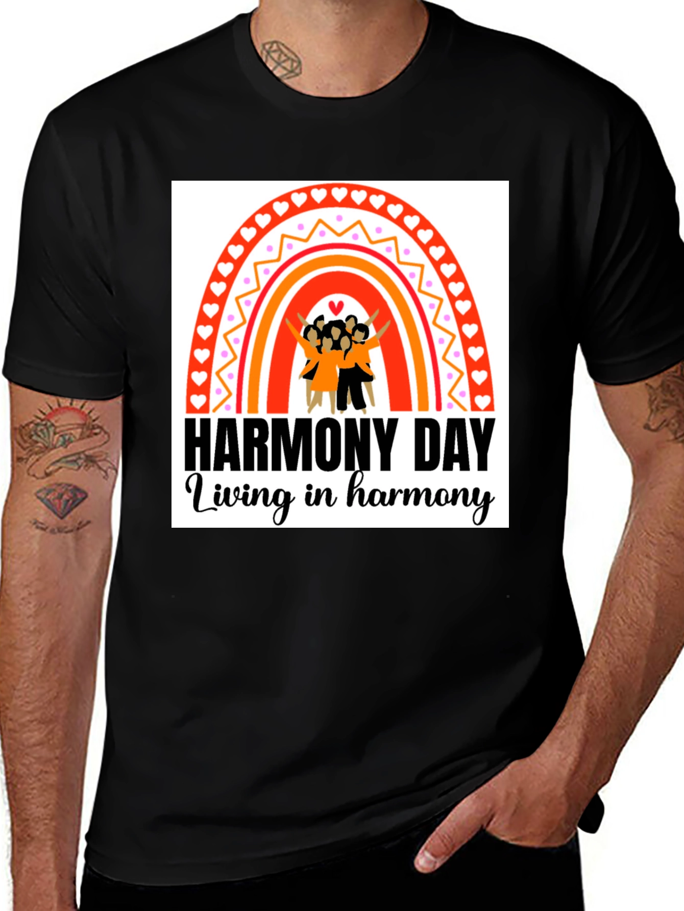 Harmony Day Black T-Shirt