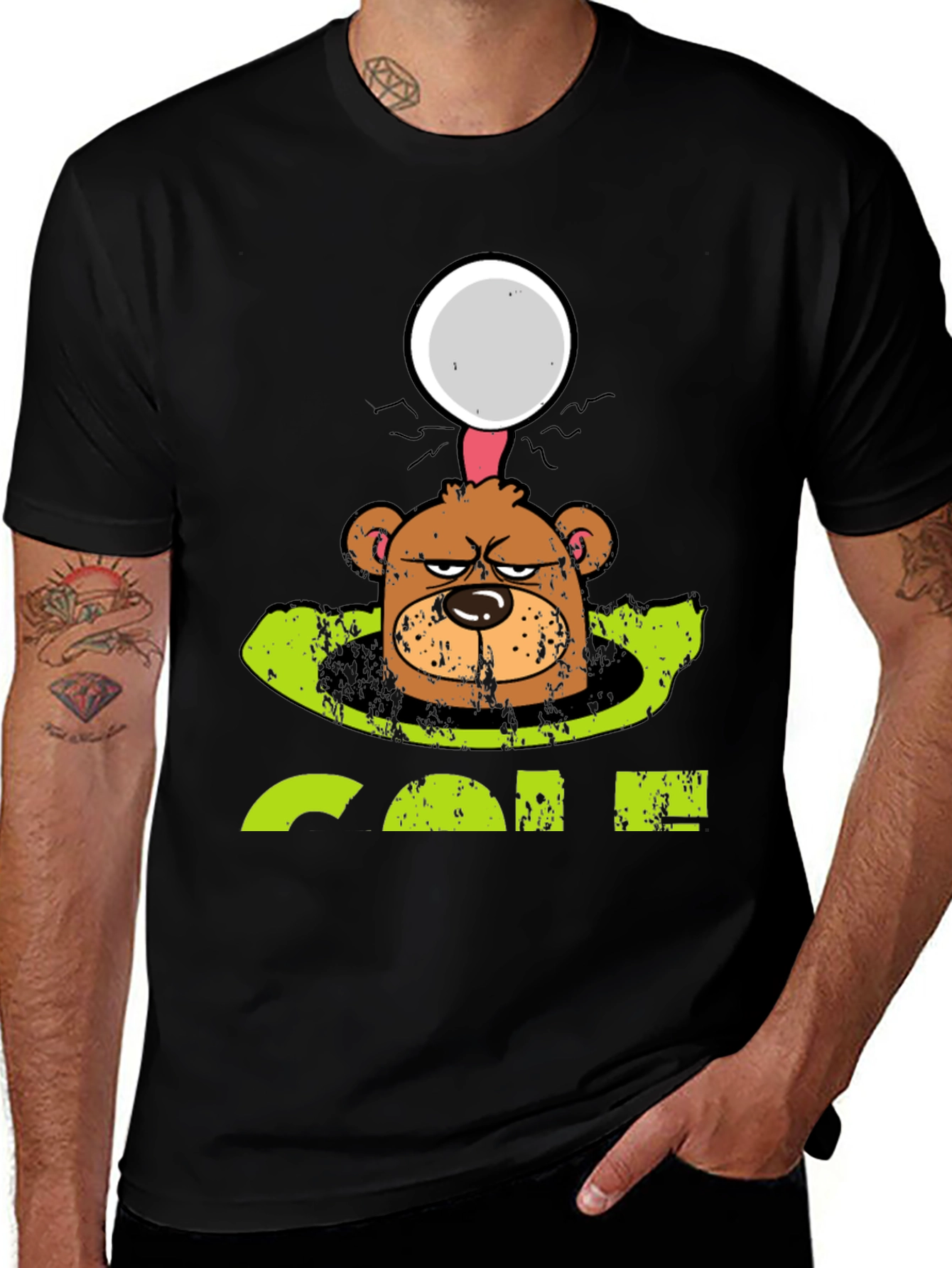 Variant 19 of Grumpy Bear Golf T-Shirt - Funny Cartoon Tee