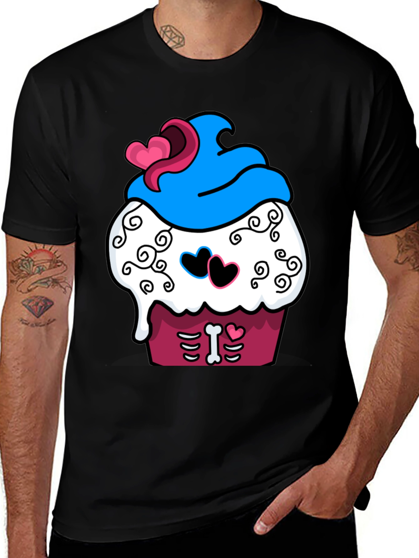 Variant 22 of Sugar Skull Cupcake T-Shirt - Day of the Dead Style