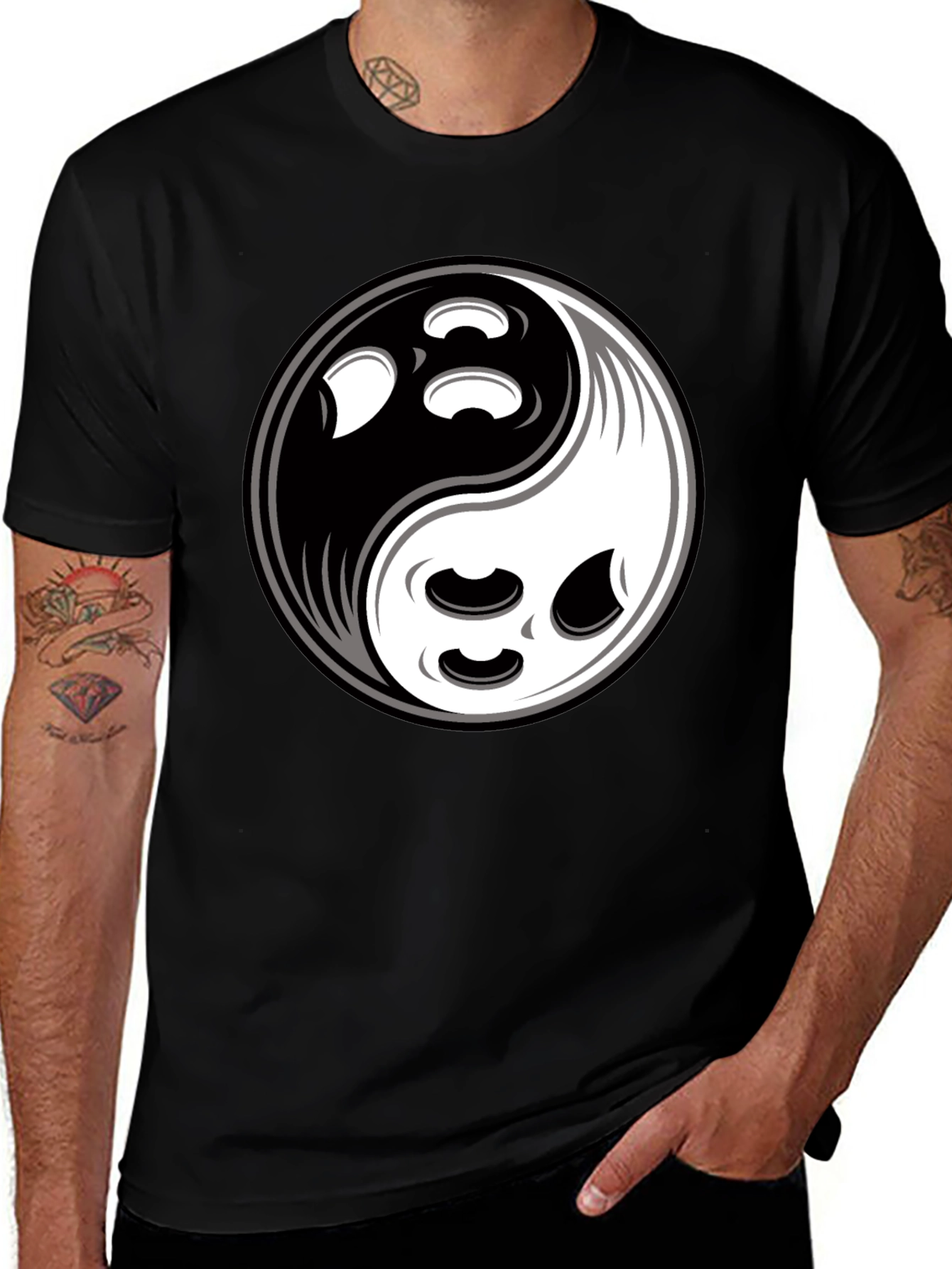 Yin Yang Bowling Ball Graphic T-Shirt - Balance & Style