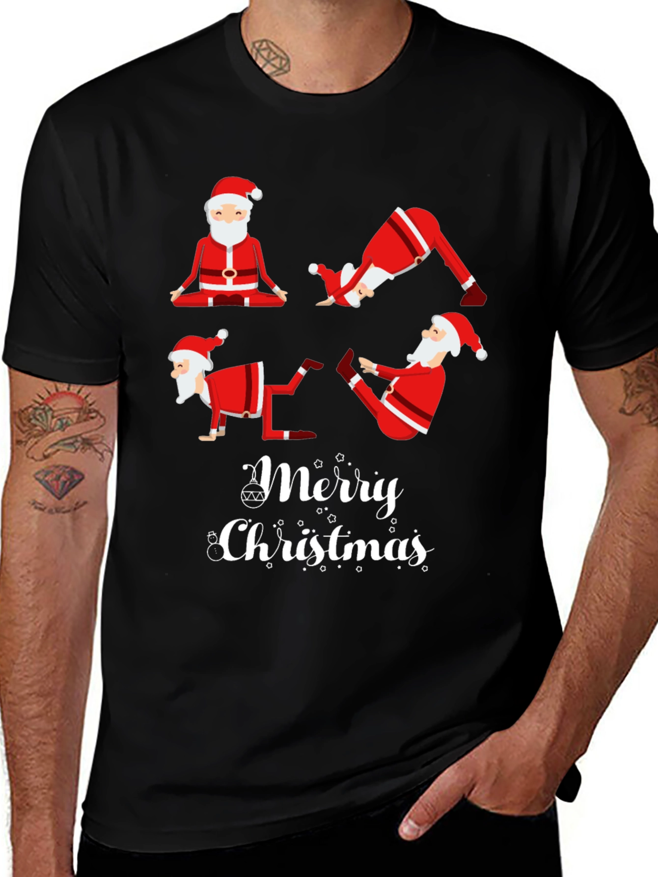 Yoga Santa Merry Christmas Graphic Tee