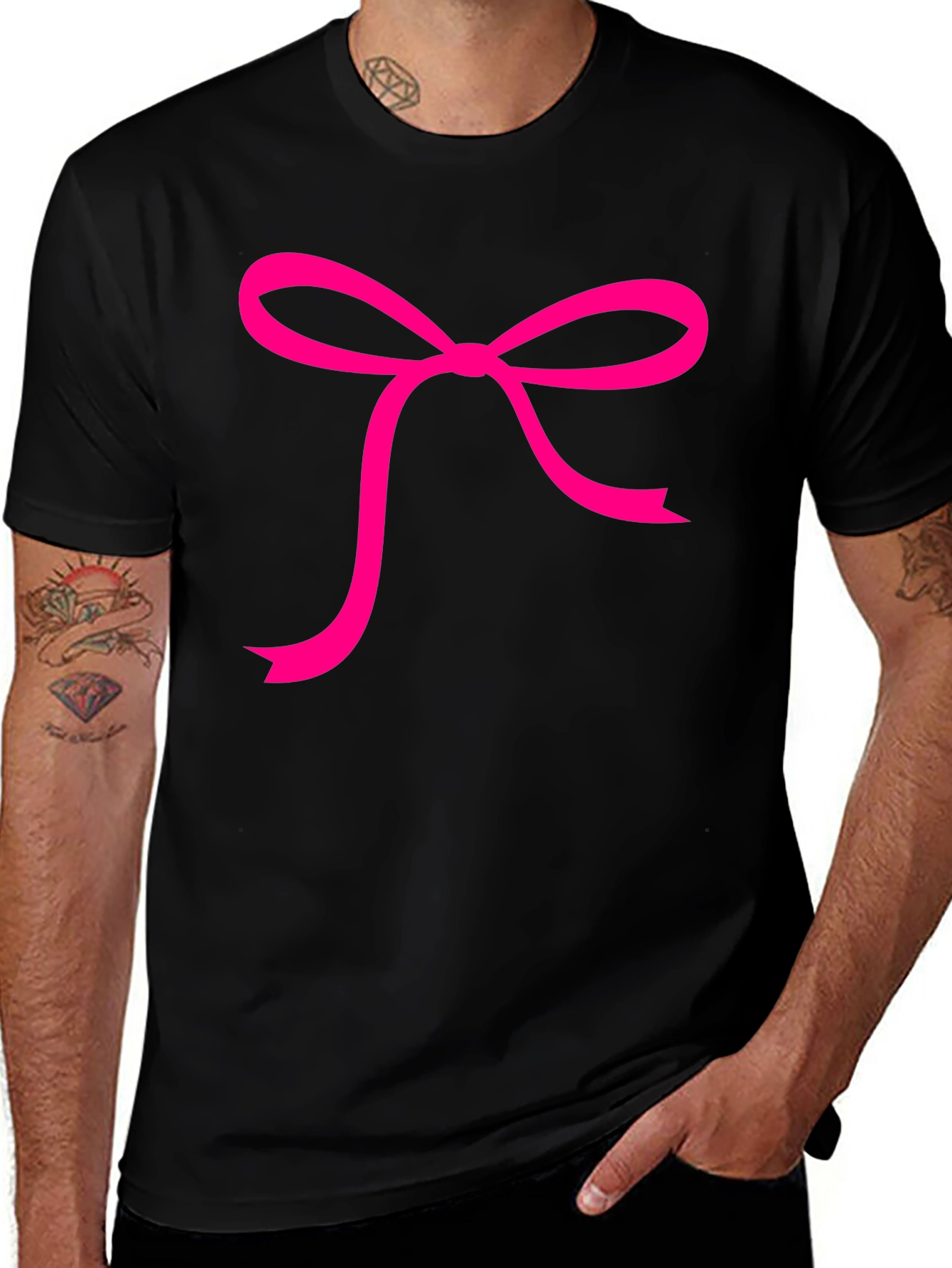 Variant 20 of Pink Bow Graphic Black Tee