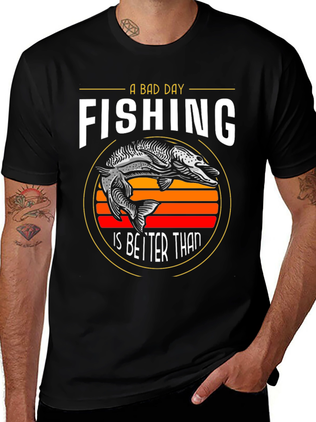 Variant 3 of Funny Fishing Graphic T-Shirt - A Bad Day Fishing