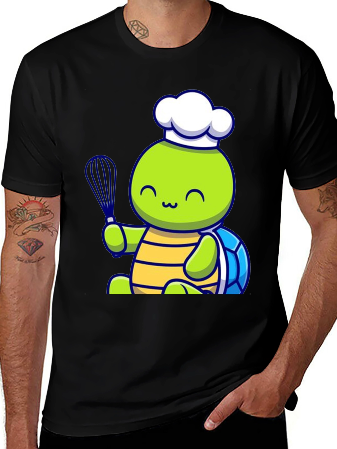 Variant 23 of Cute Turtle Chef Graphic Tee - Unisex Black T-Shirt