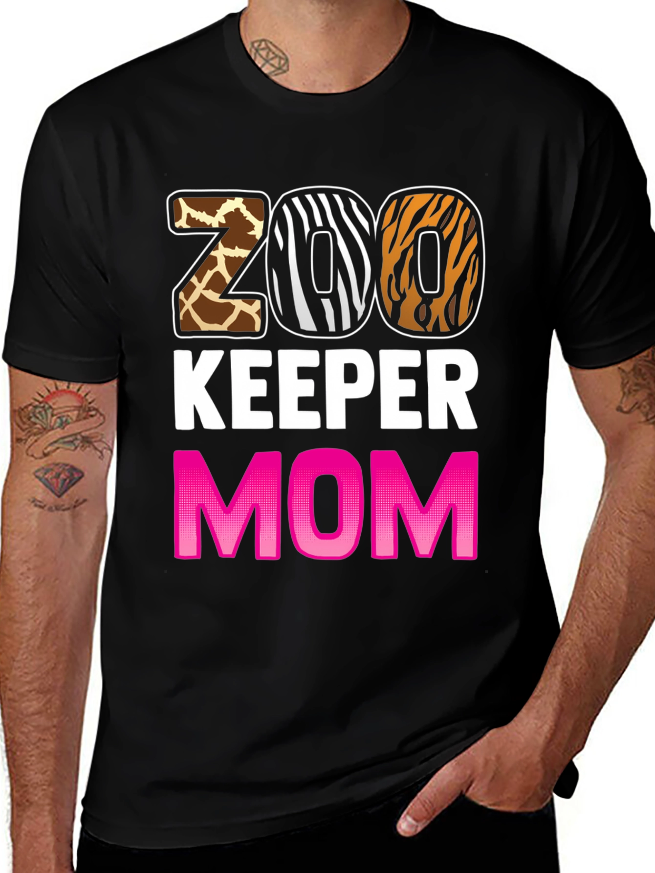 Zoo Keeper Mom T-Shirt - Animal Print Design