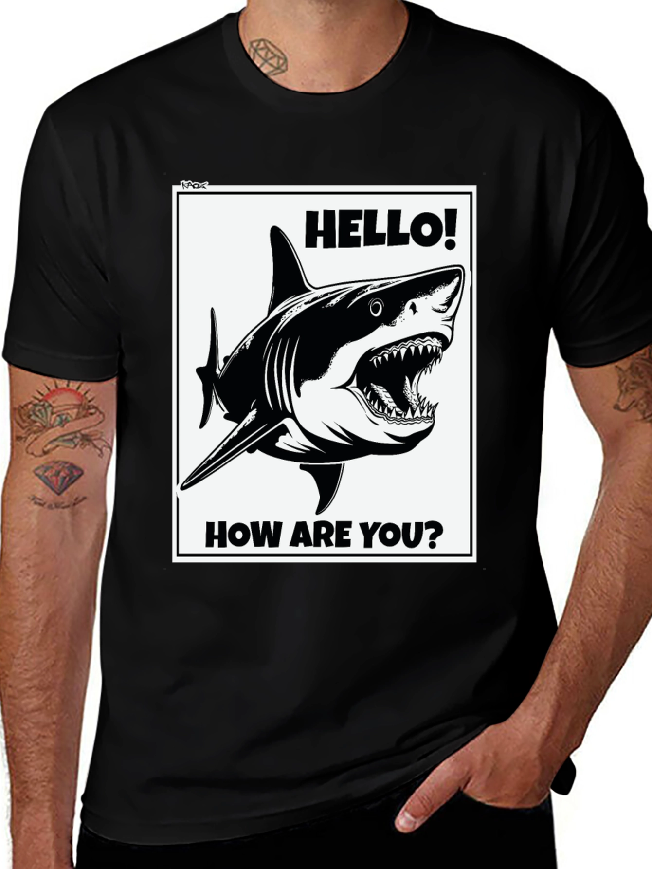 Variant 9 of Shark Hello! How Are You? Graphic Tee