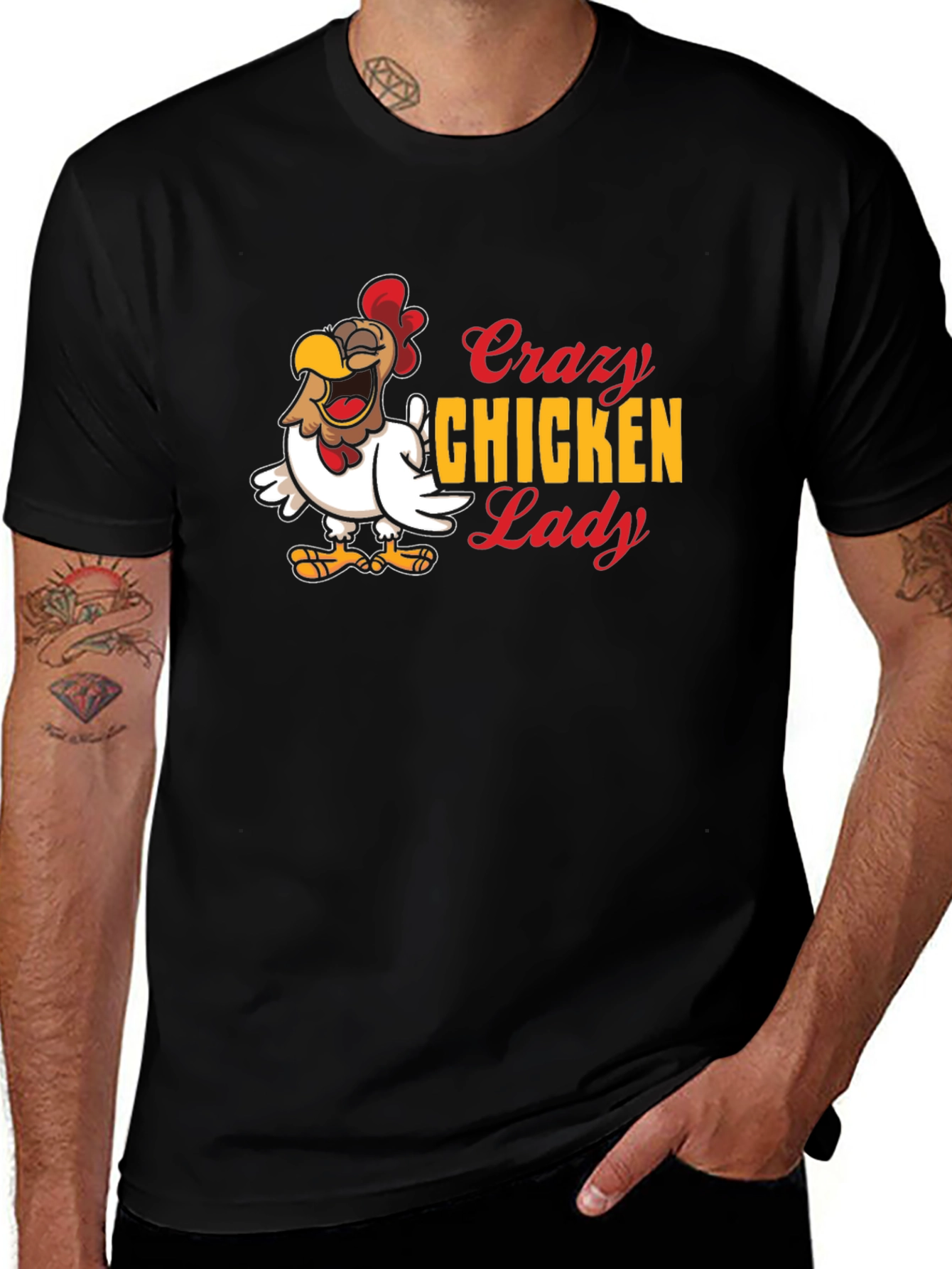 Variant 3 of Crazy Chicken Lady Graphic Tee - Black
