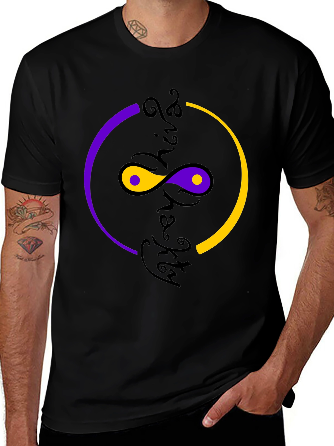 Variant 23 of Yin Yang Graphic Tee - Black Cotton Blend Shirt