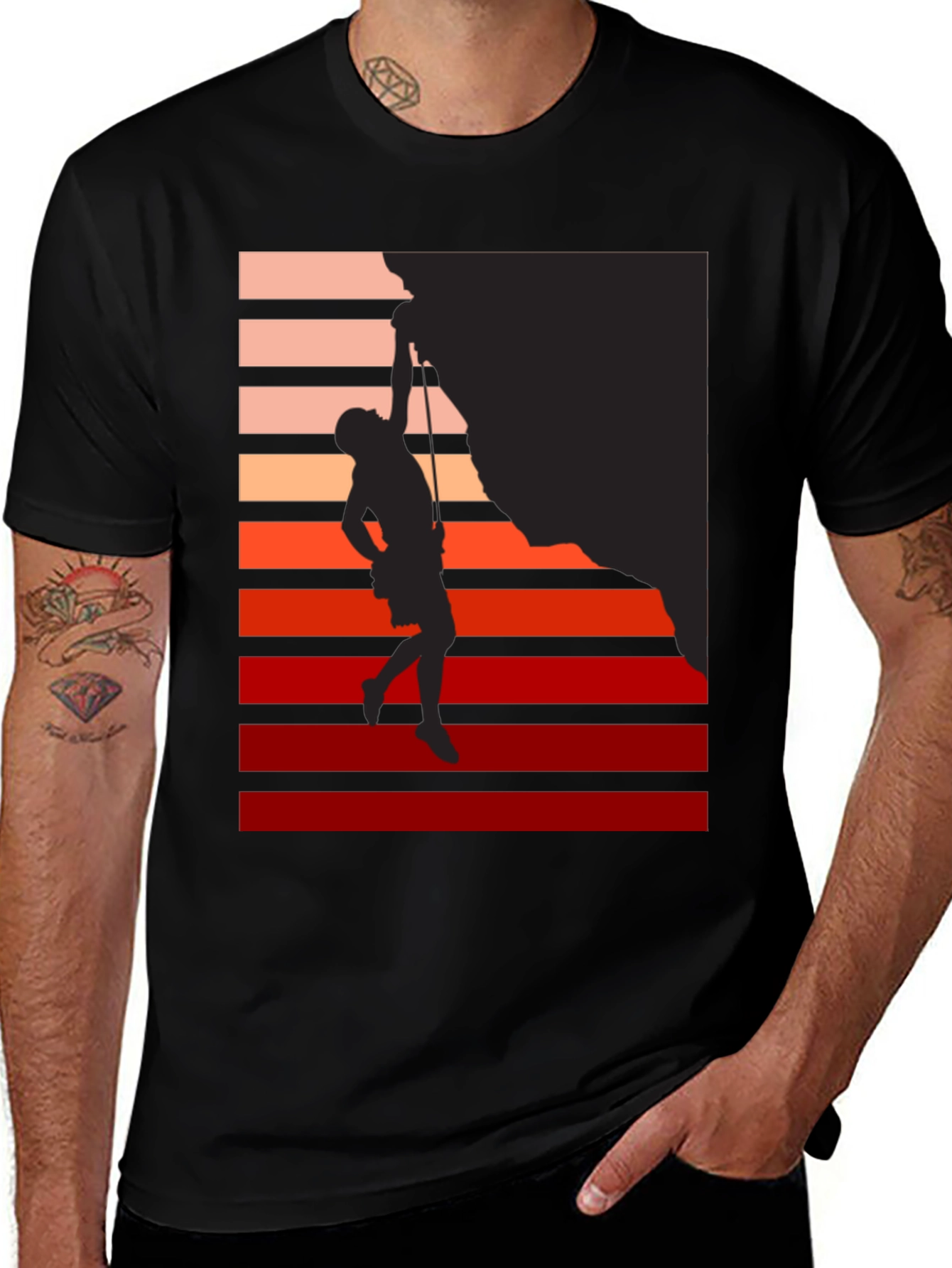 Variant 8 of Climbing Silhouette Graphic Tee - Retro Style