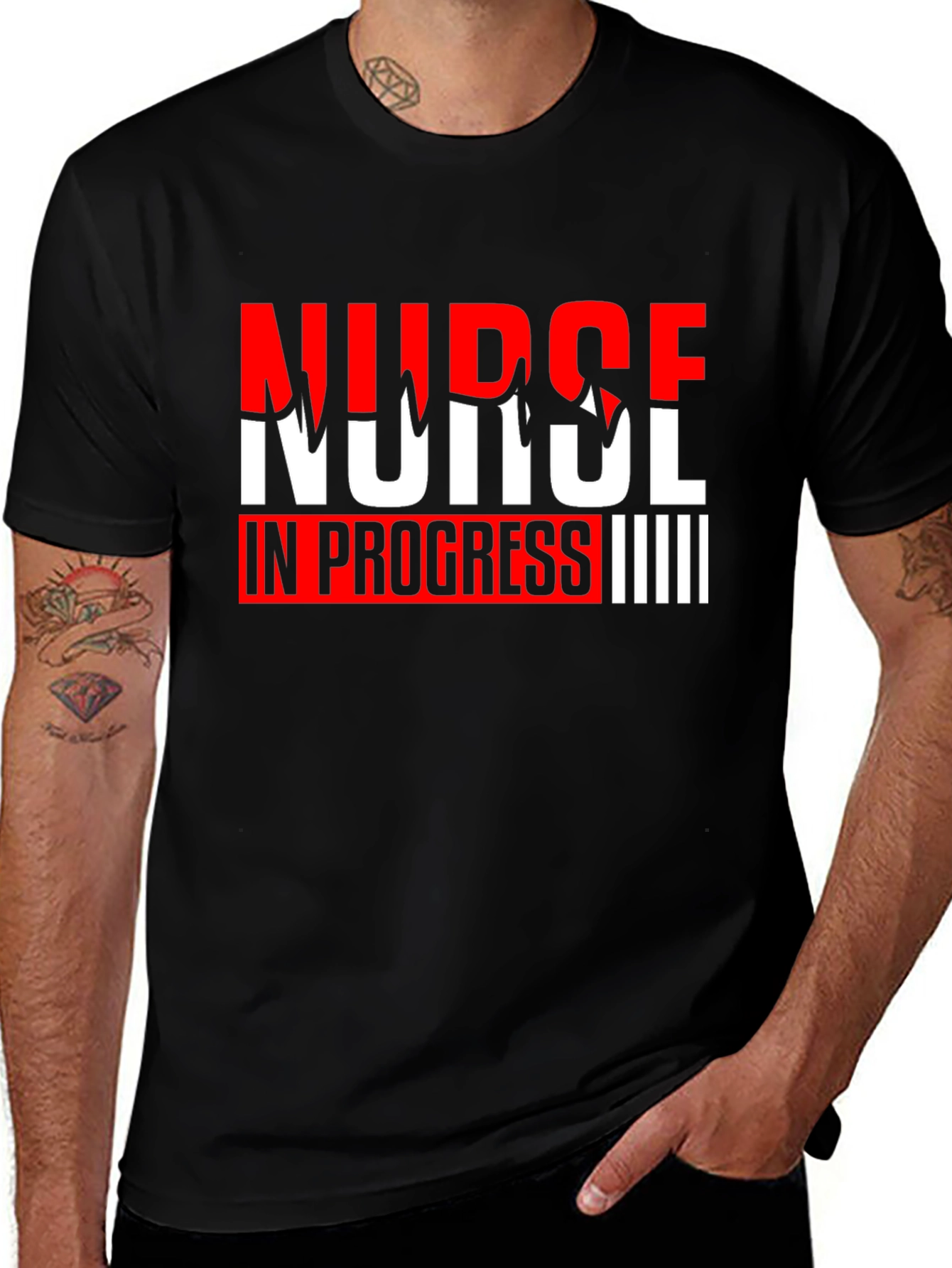 Variant 2 of Nurse In Progress Graphic Tee - Black