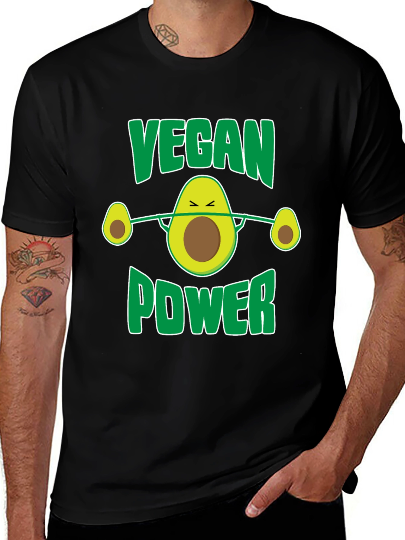 Variant 7 of Vegan Power Avocado Barbell T-Shirt