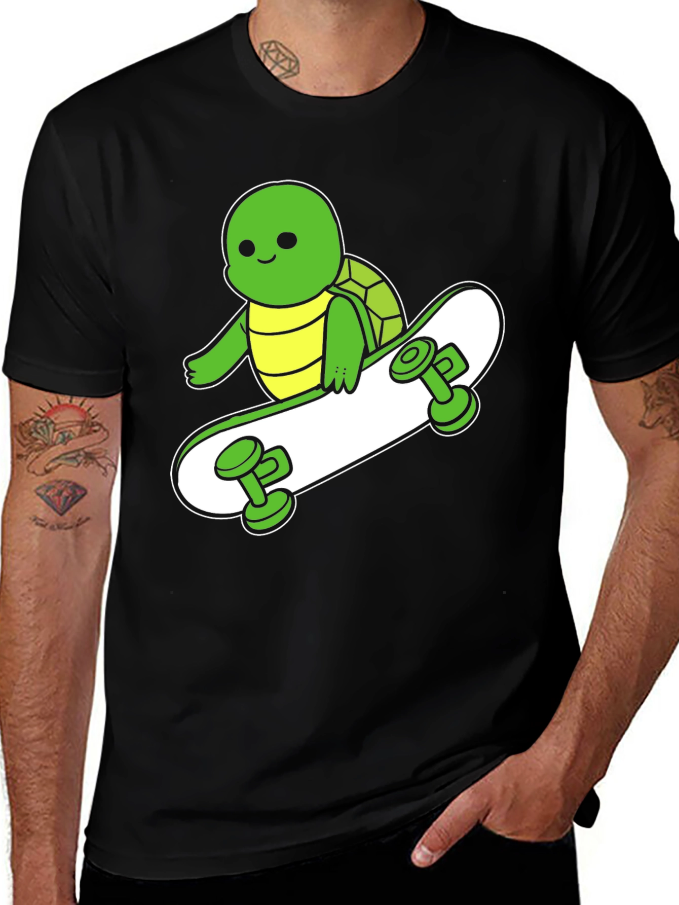 Variant 14 of Turtle Skateboarder Black T-Shirt