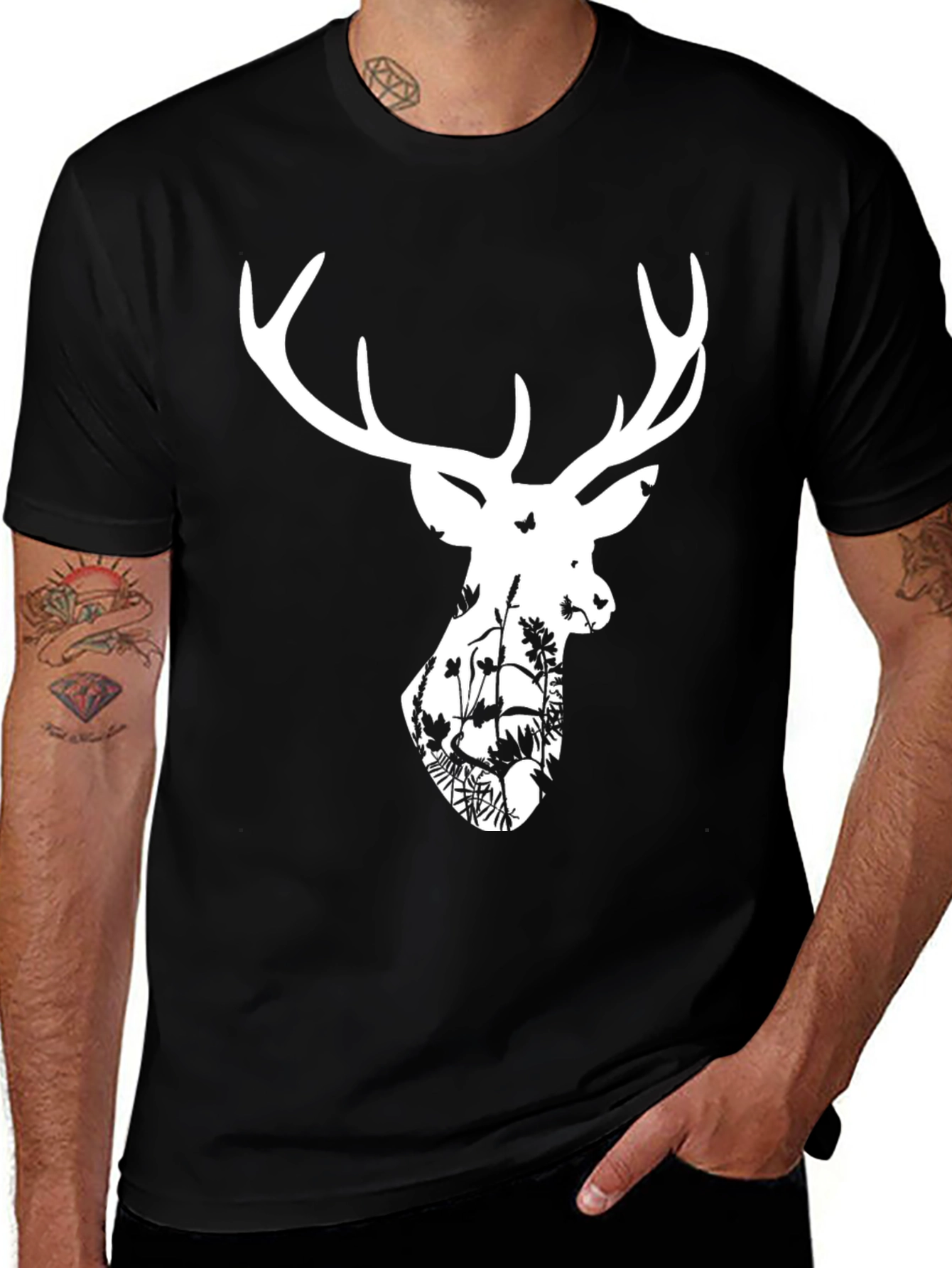 Variant 11 of Deer Silhouette Graphic T-Shirt - Black