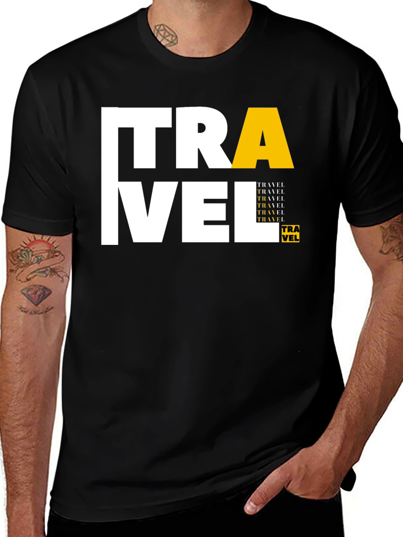 Variant 21 of Travel Graphic Print Black T-Shirt