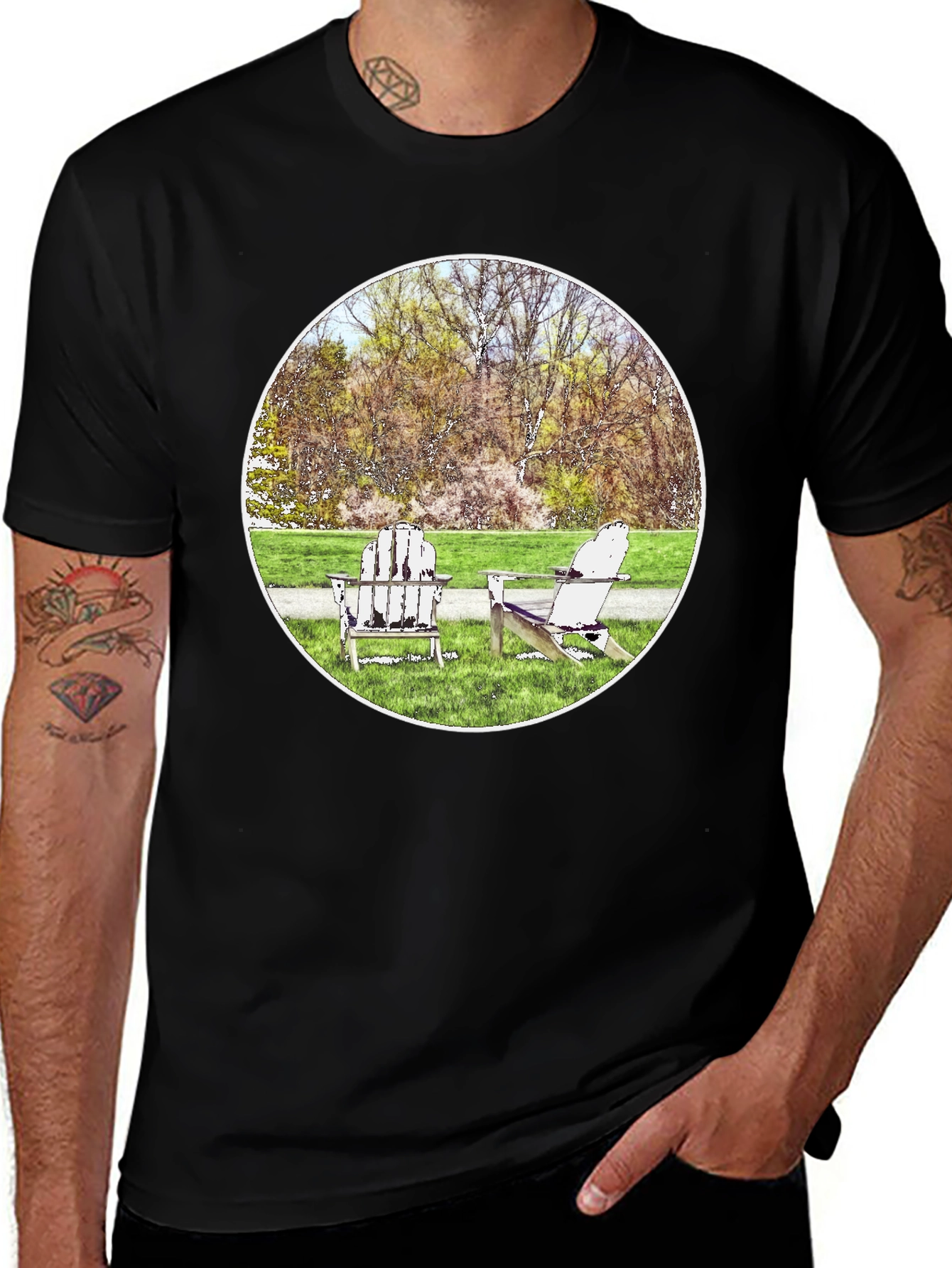 Variant 24 of Relaxing Adirondack Chairs Graphic Tee - Comfort Fit