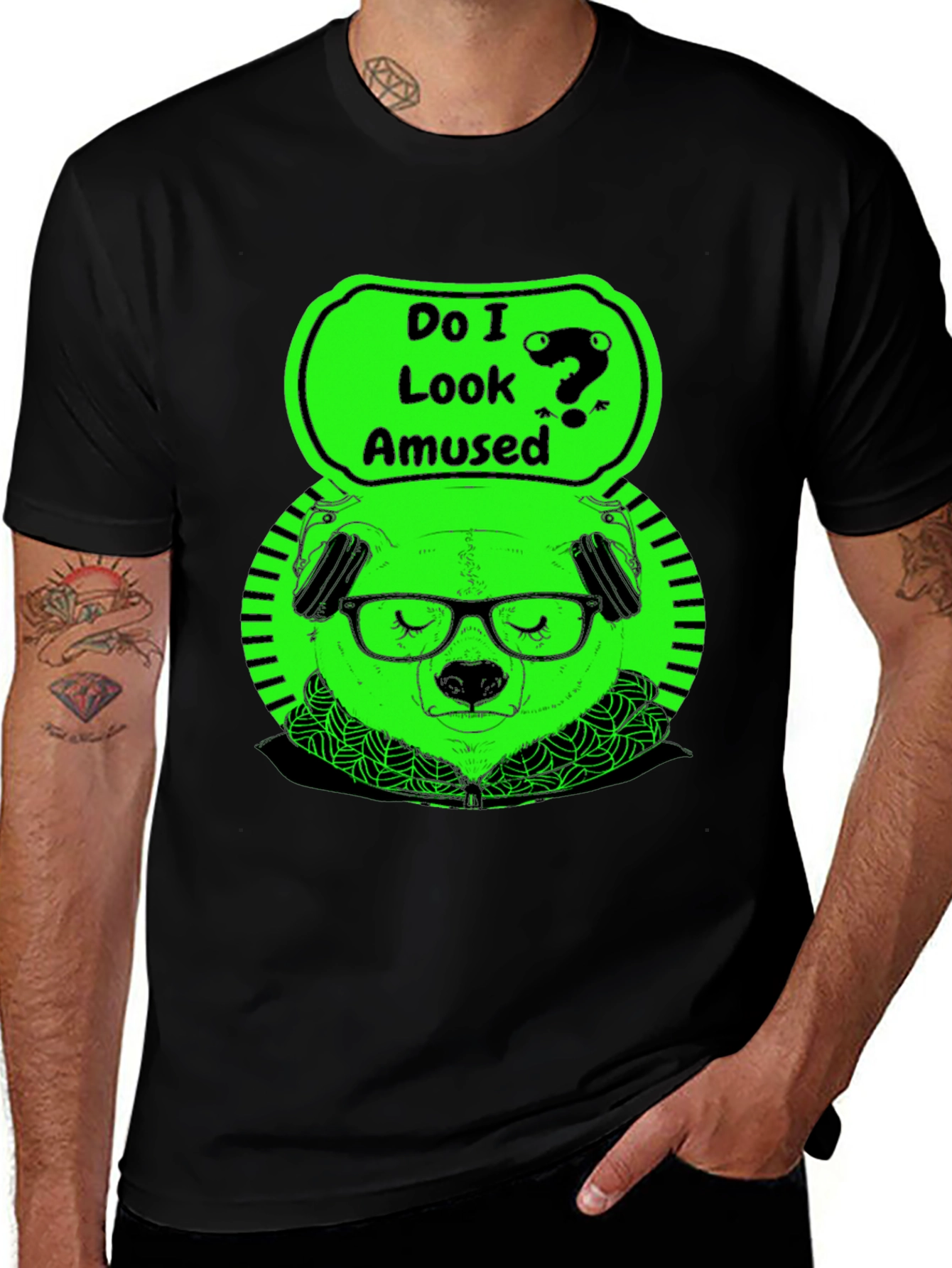 Variant 14 of Amused Bear Graphic Tee - Men's Black T-Shirt