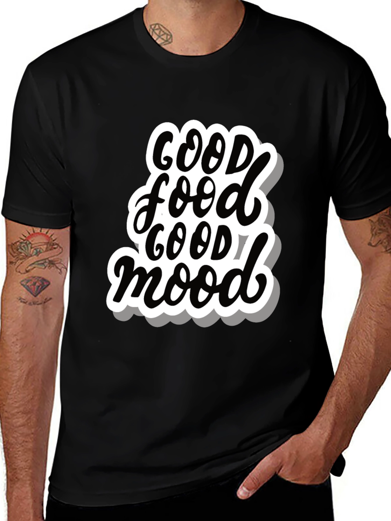 Good Food Good Mood Black T-Shirt
