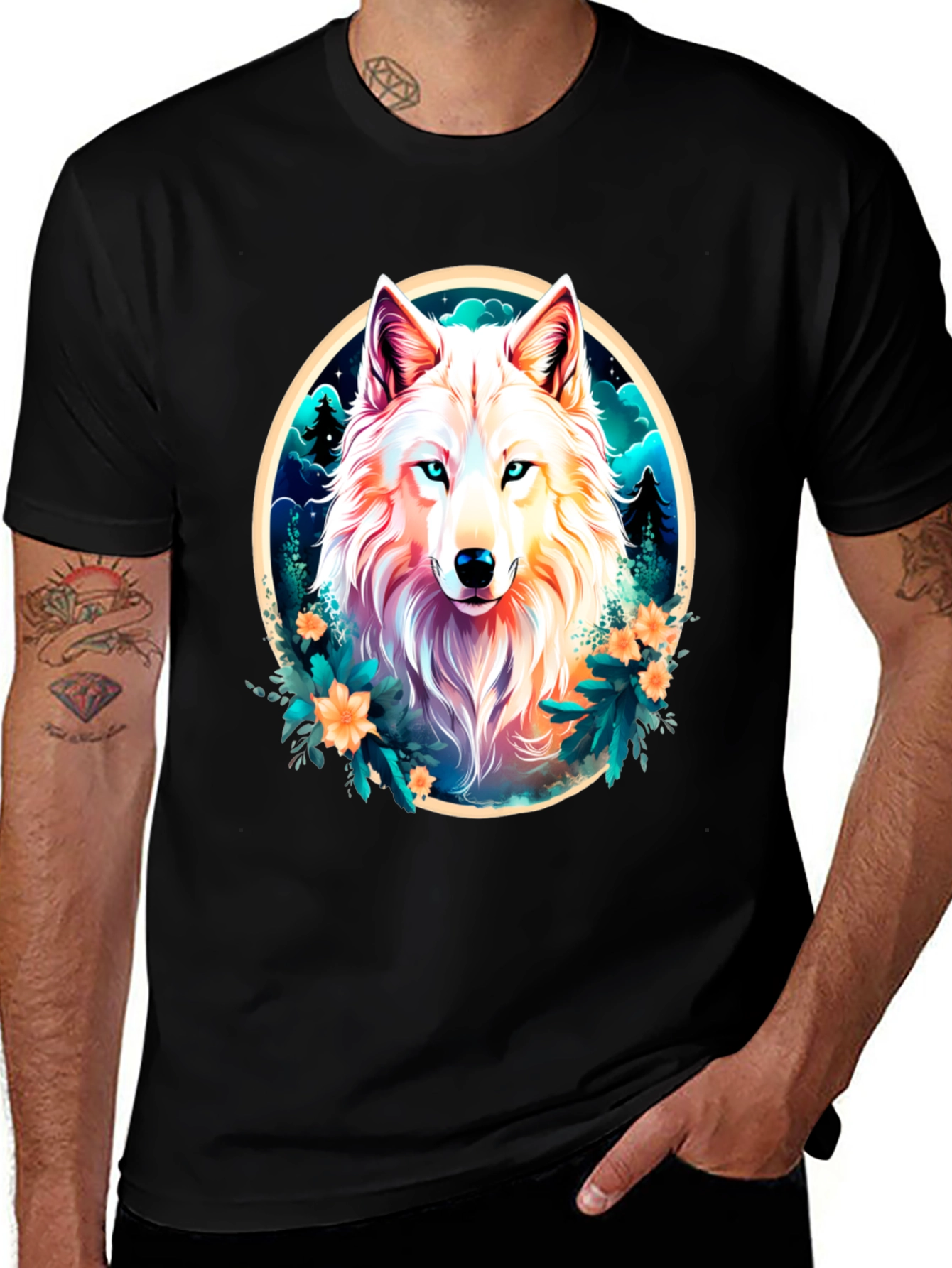 Variant 19 of Wolf Portrait Graphic Tee - Stylish Animal Print T-Shirt