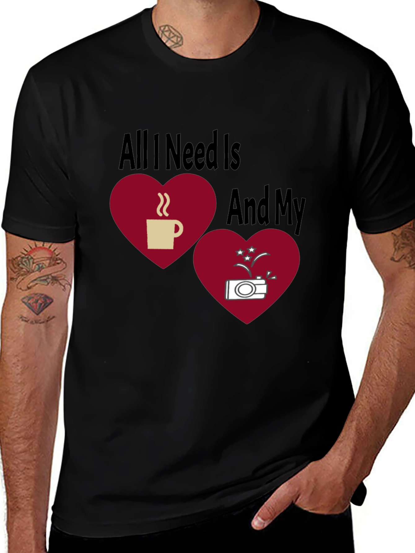Variant 13 of Coffee and Camera Heart Graphic T-Shirt