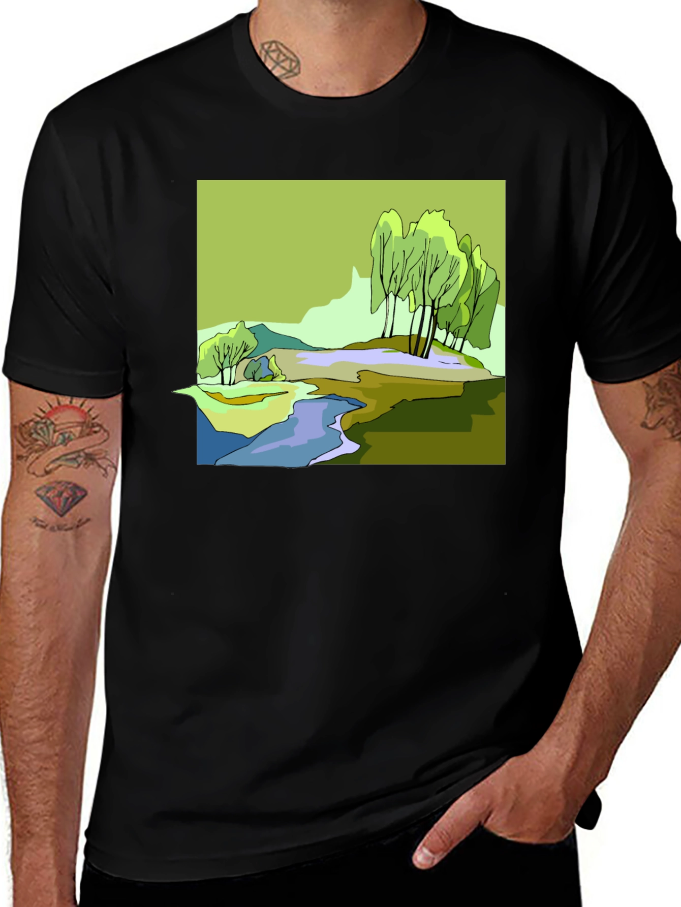 Variant 8 of Nature Scene Graphic T-Shirt - Artistic Landscape Tee