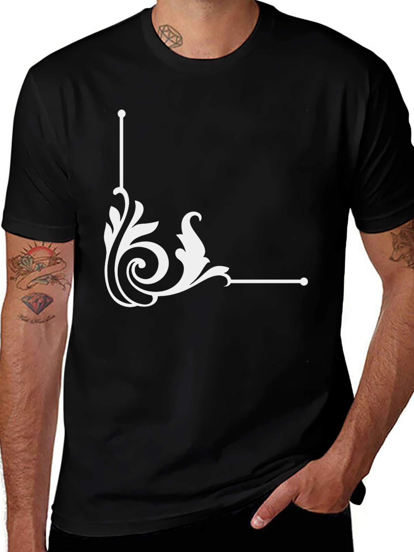 Variant 19 of Elegant Swirl Graphic Black T-Shirt