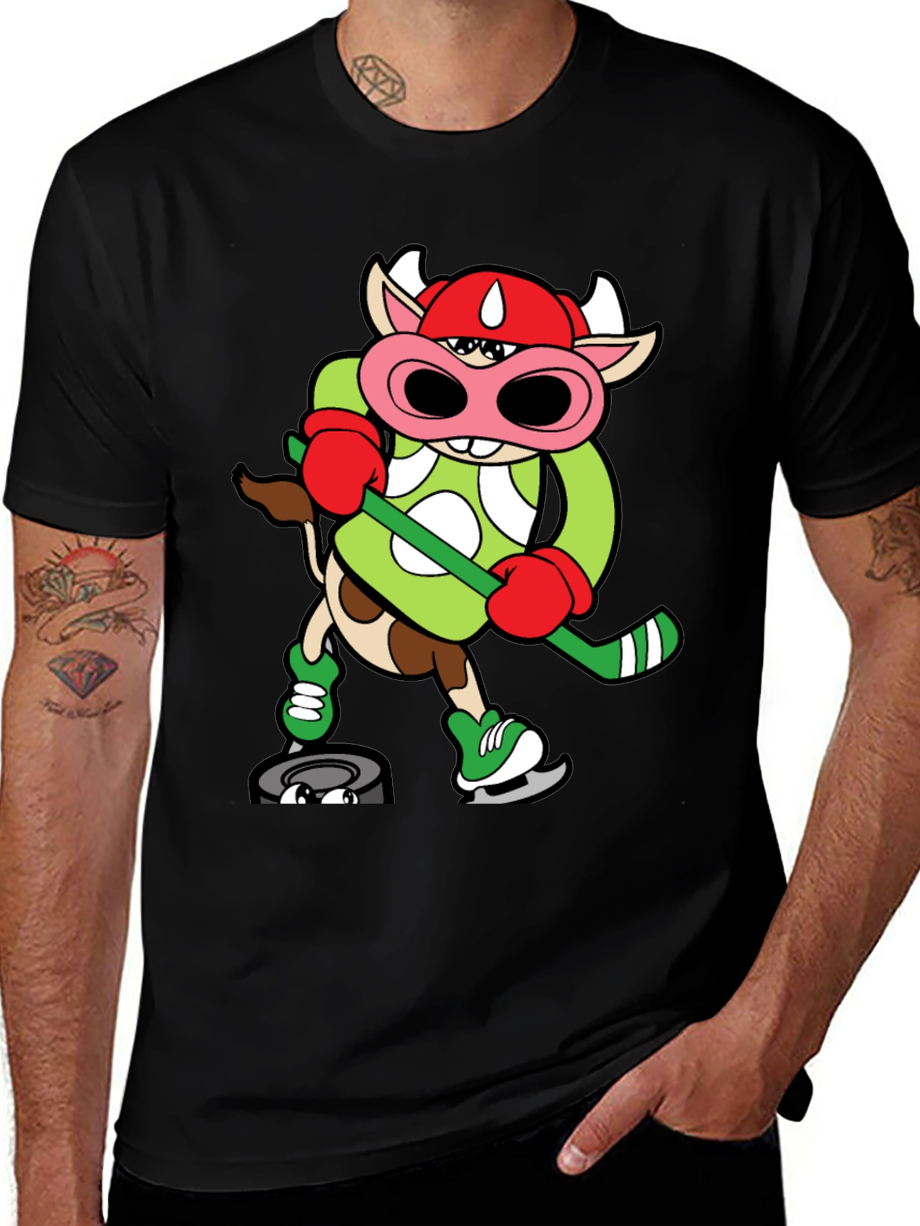 Variant 21 of Hockey Cow T-Shirt - Funny Cartoon Animal Tee