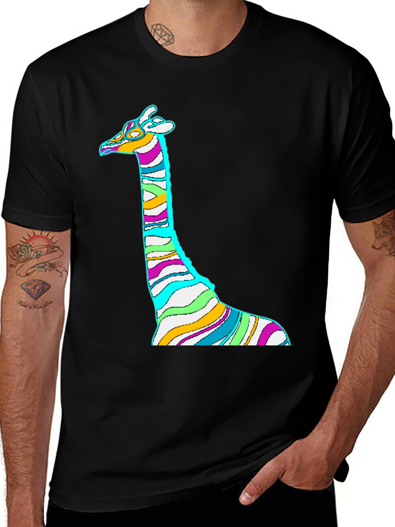 Variant 18 of Striped Giraffe Graphic Print Tee