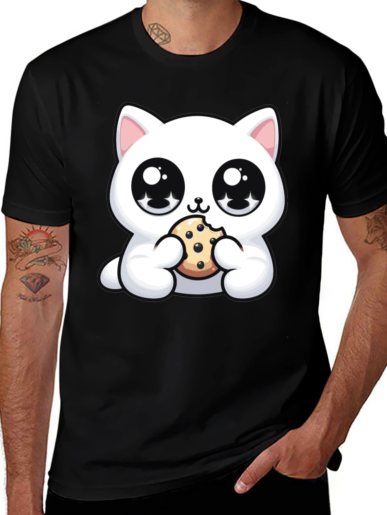 Variant 14 of Cute Kitten Eating Cookie Graphic T-Shirt