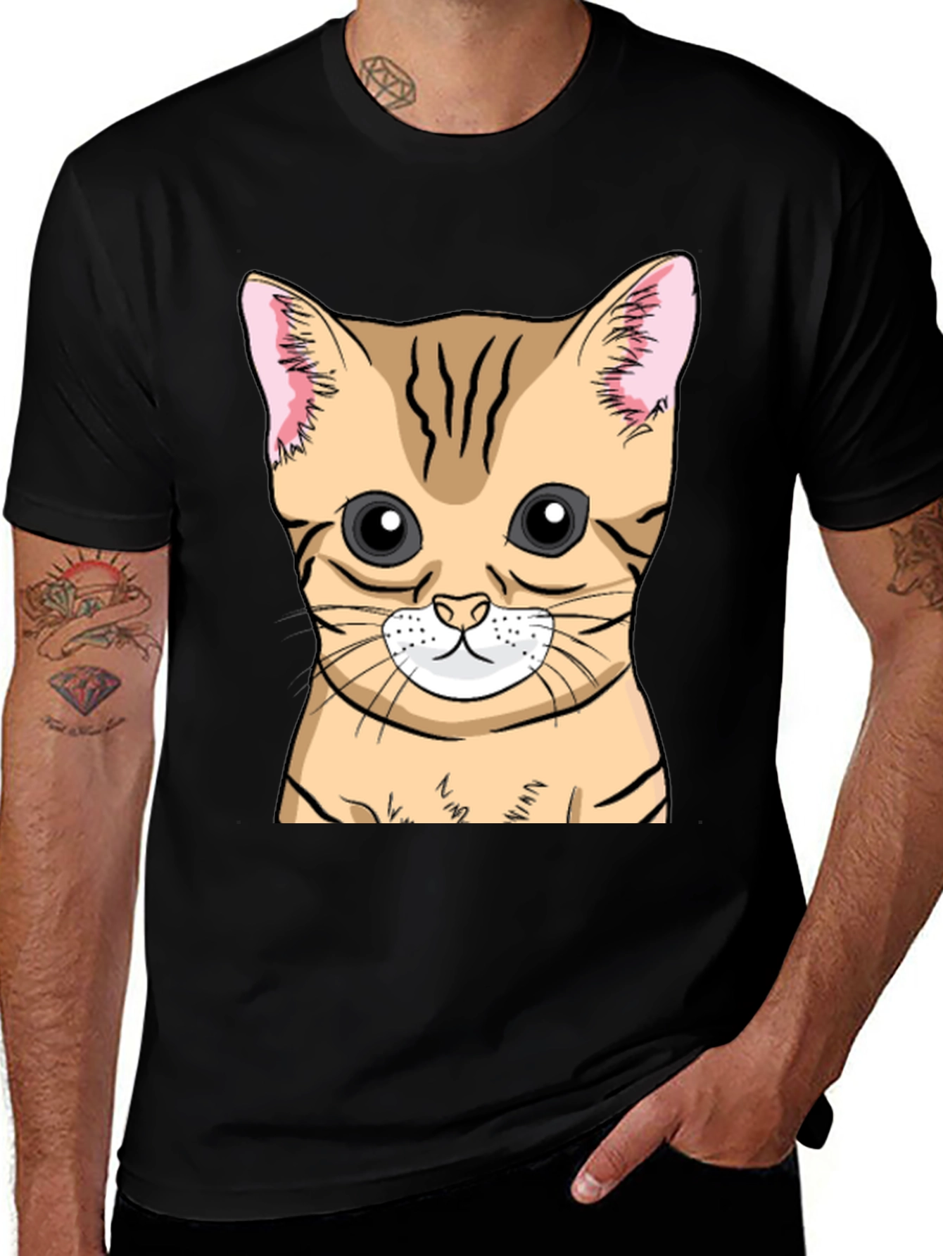 Variant 17 of Cute Cat Graphic Tee - Black