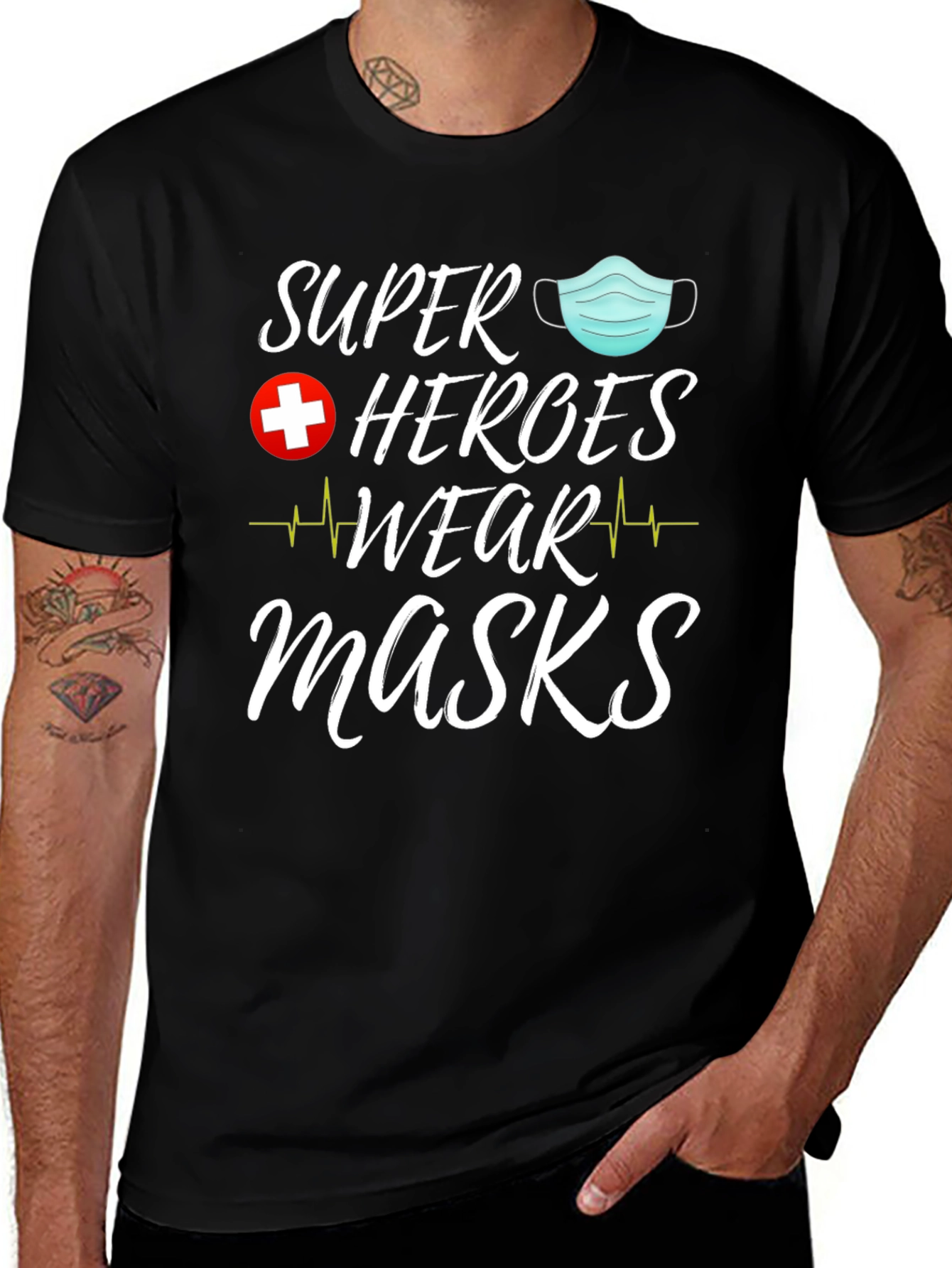 Variant 18 of Super Heroes Wear Masks Graphic Tee
