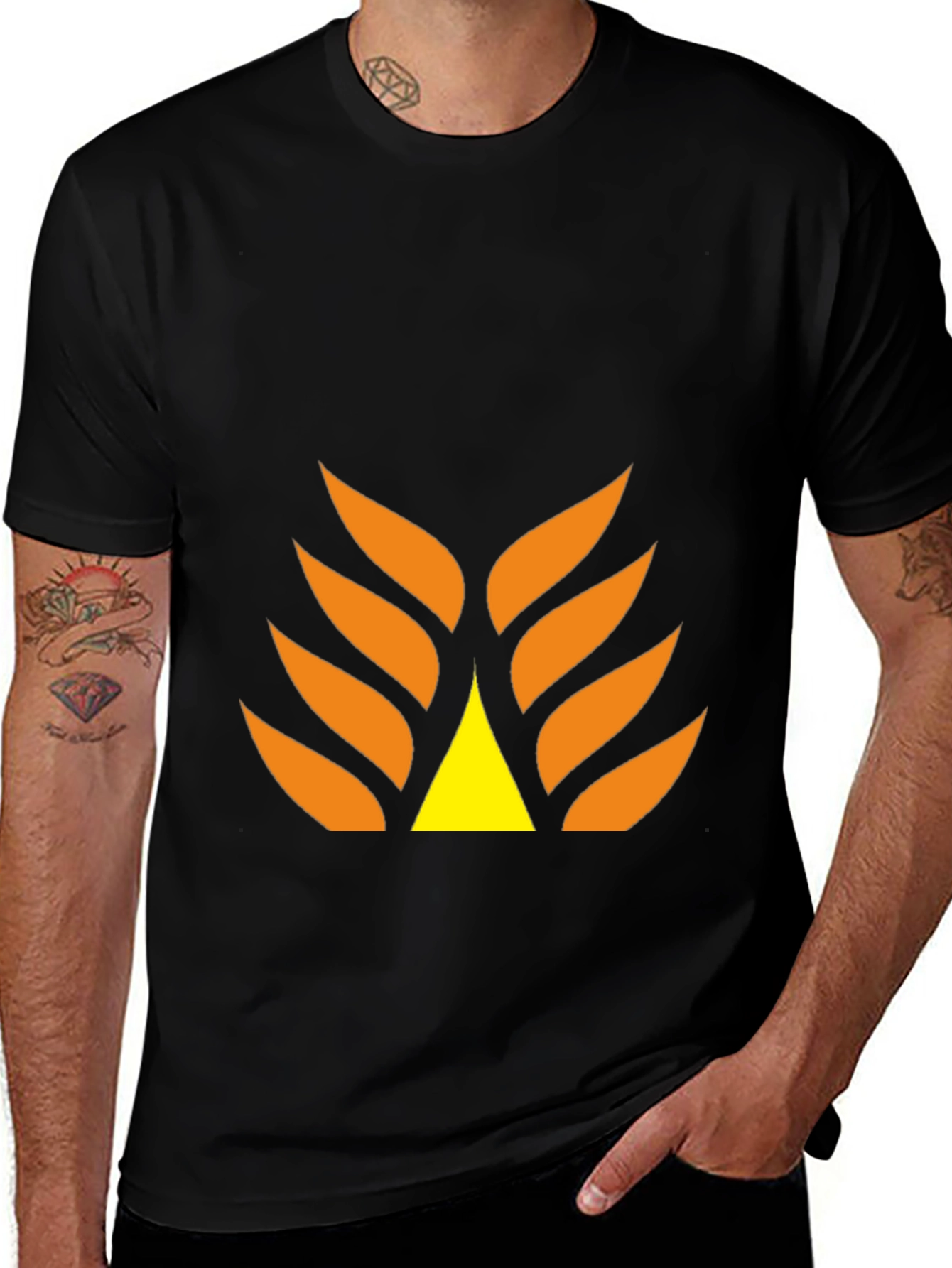 Variant 9 of Graphic Tee - Abstract Design in Orange and Yellow