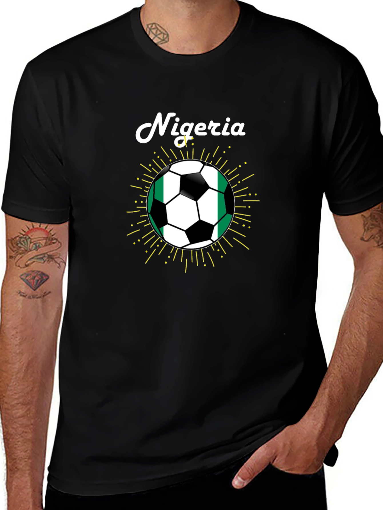 Nigeria Soccer Ball T-Shirt - Black