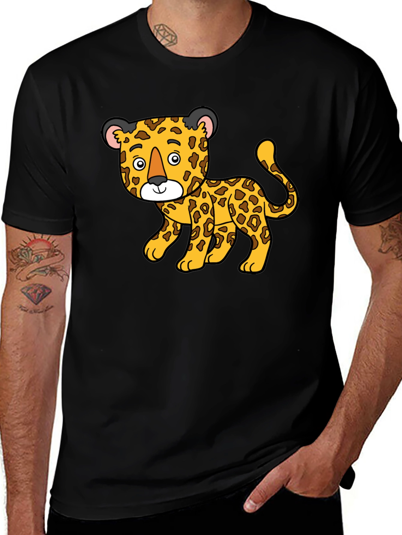 Variant 21 of Cartoon Leopard Print Black T-Shirt
