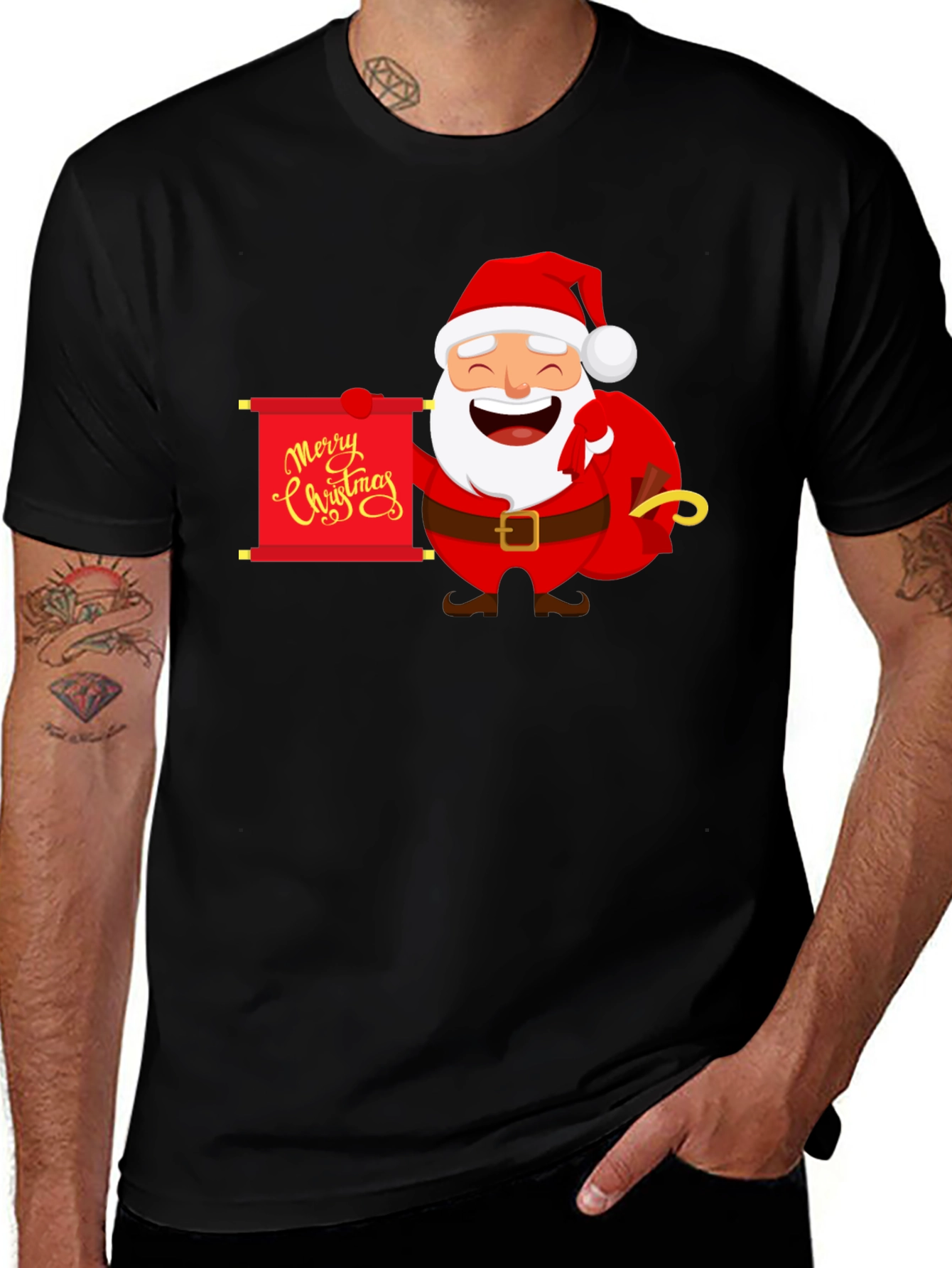 Festive Santa Graphic Tee - Holiday Cheer
