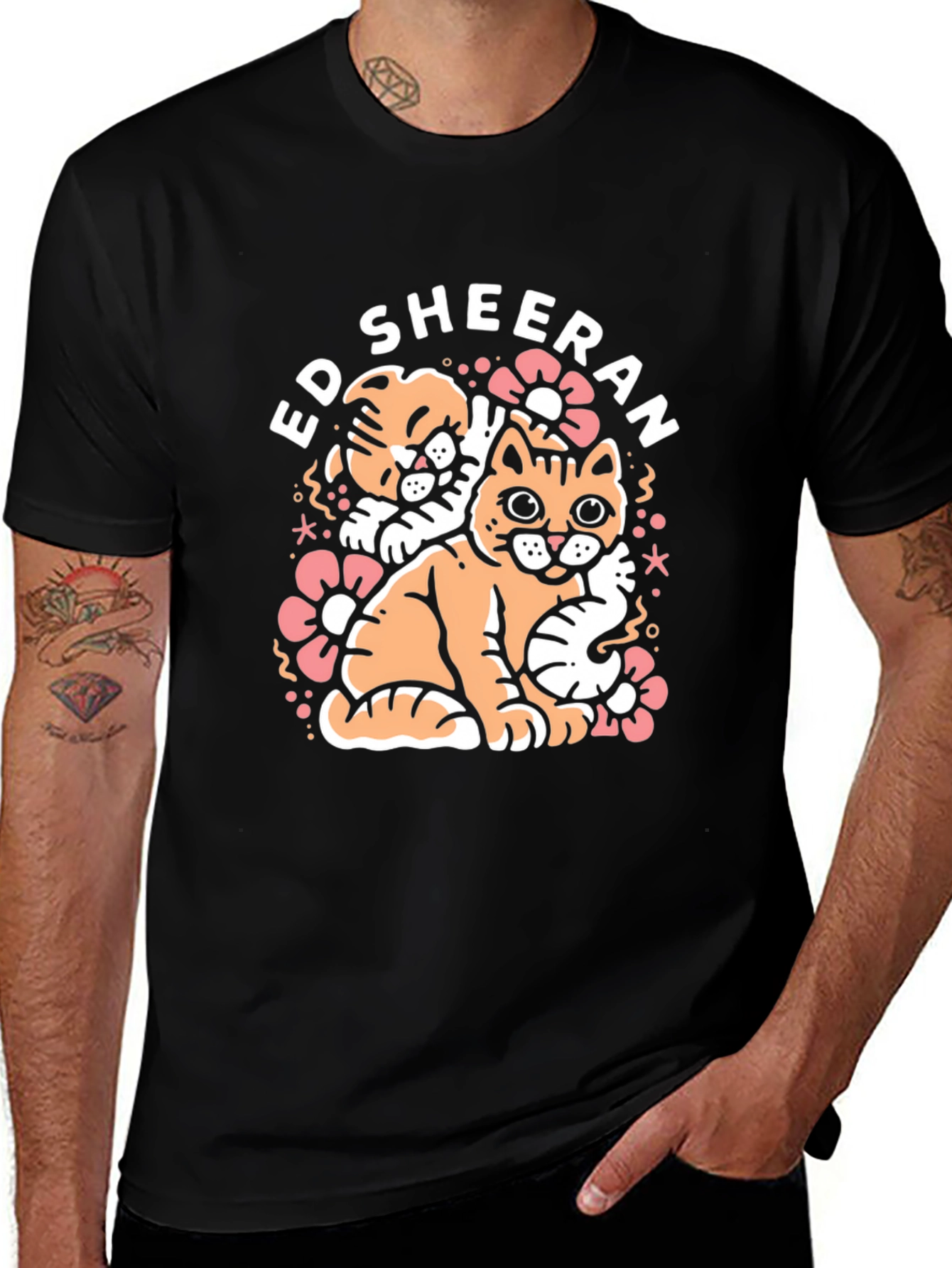 Variant 13 of Ed Sheeran Cats Black T-Shirt