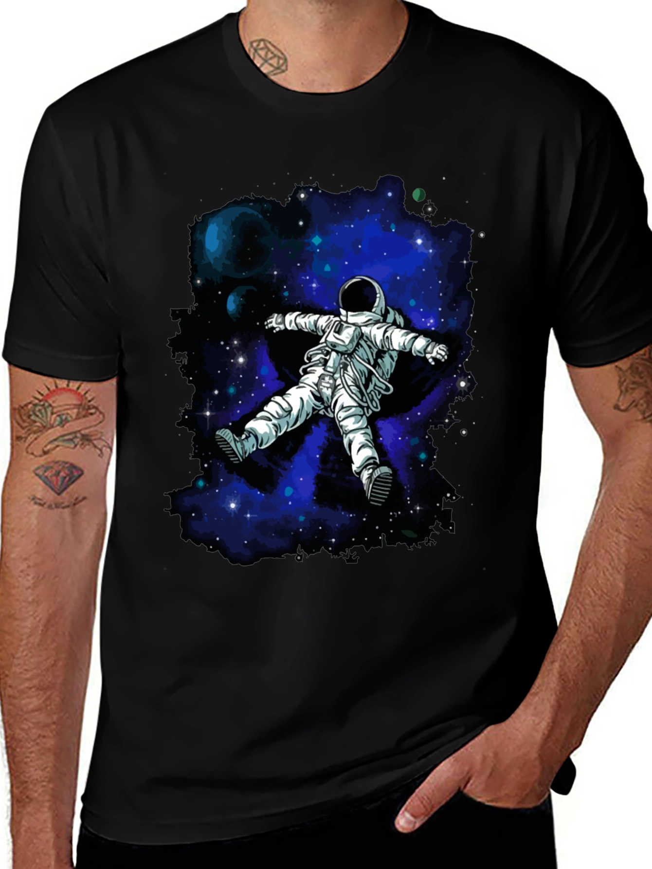 Astronaut Galaxy Black T-Shirt