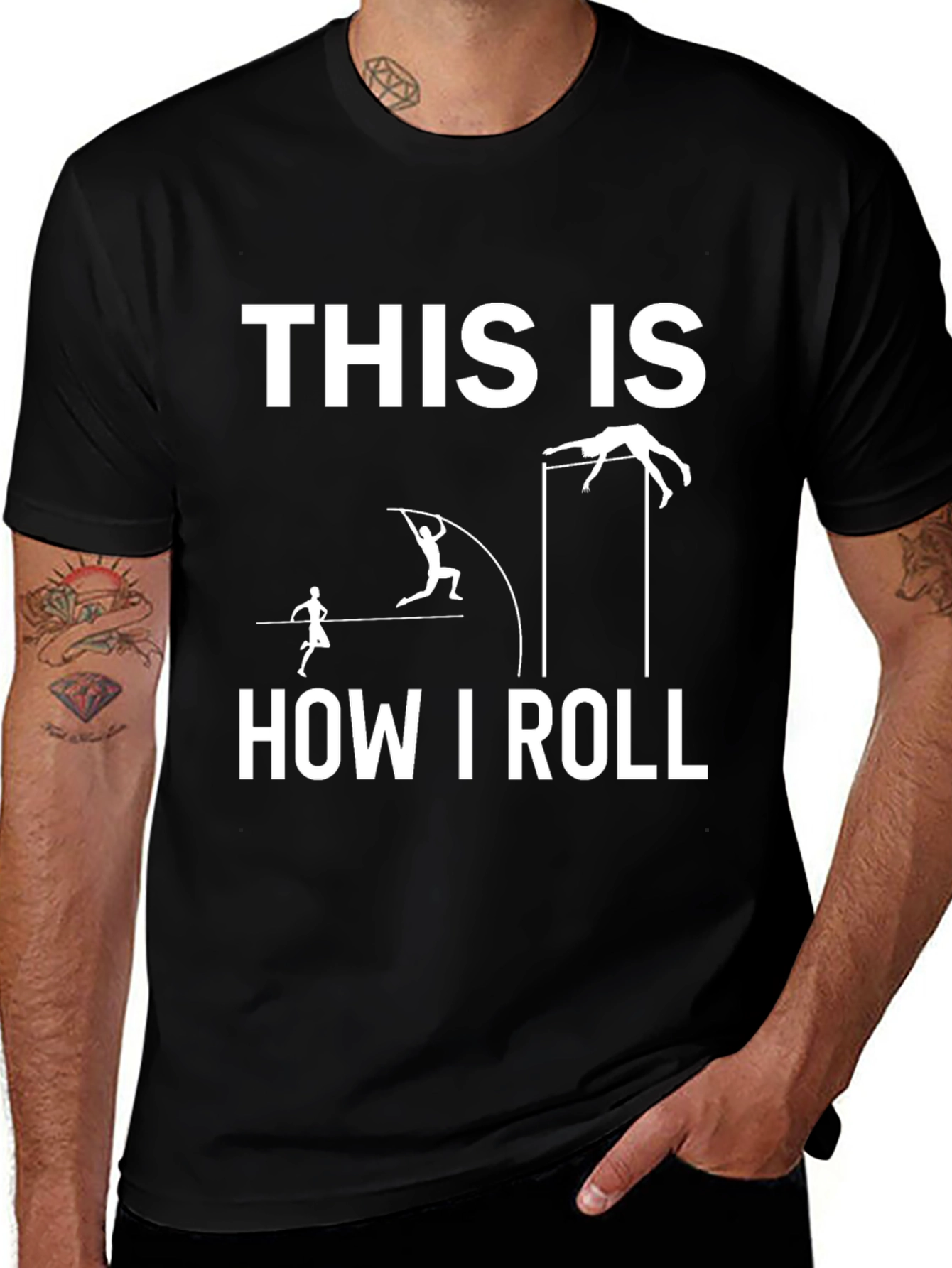 Variant 23 of This is How I Roll Pole Vaulting Black T-Shirt