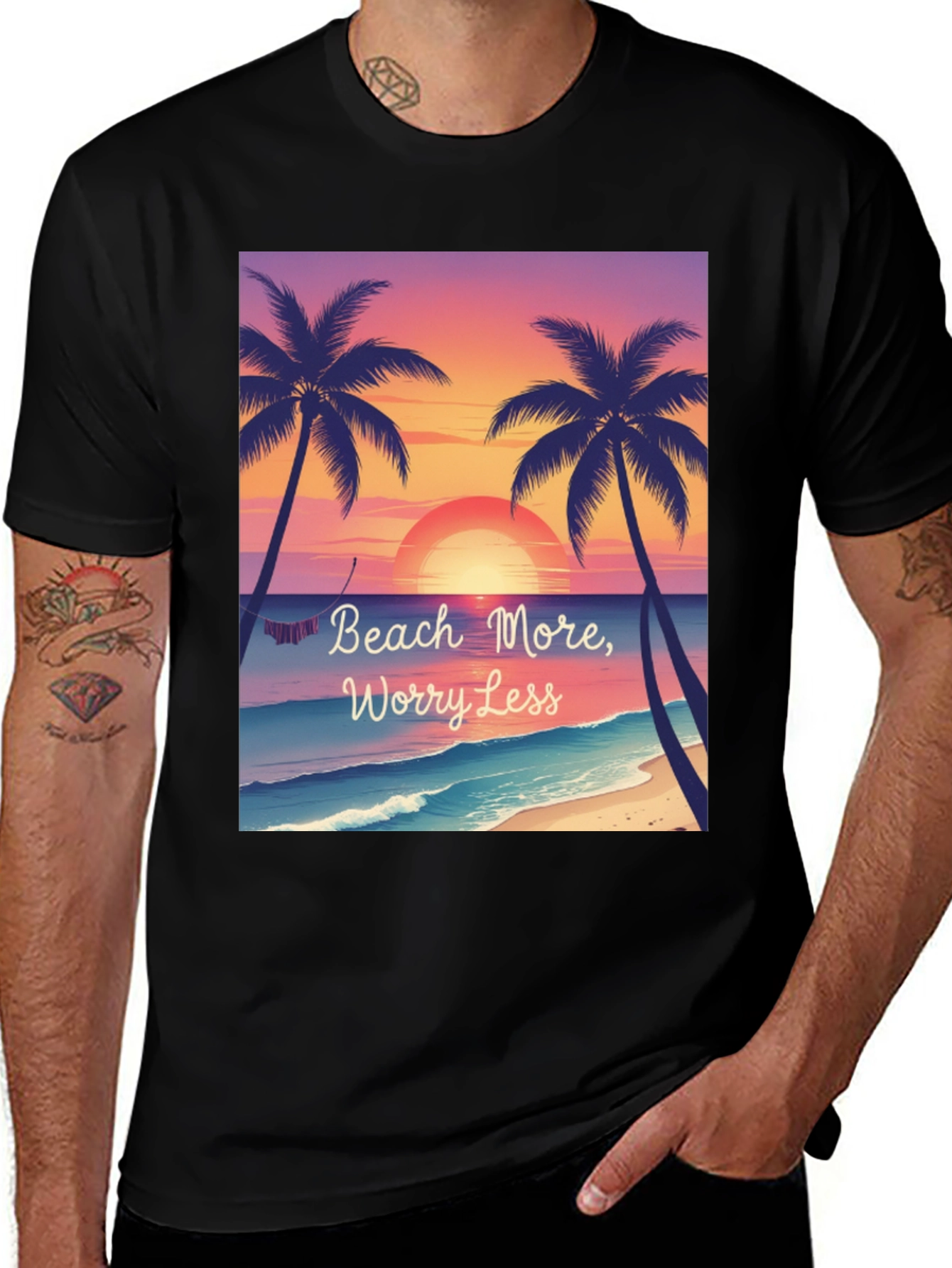 Black Beach More Worry Less T-Shirt main image